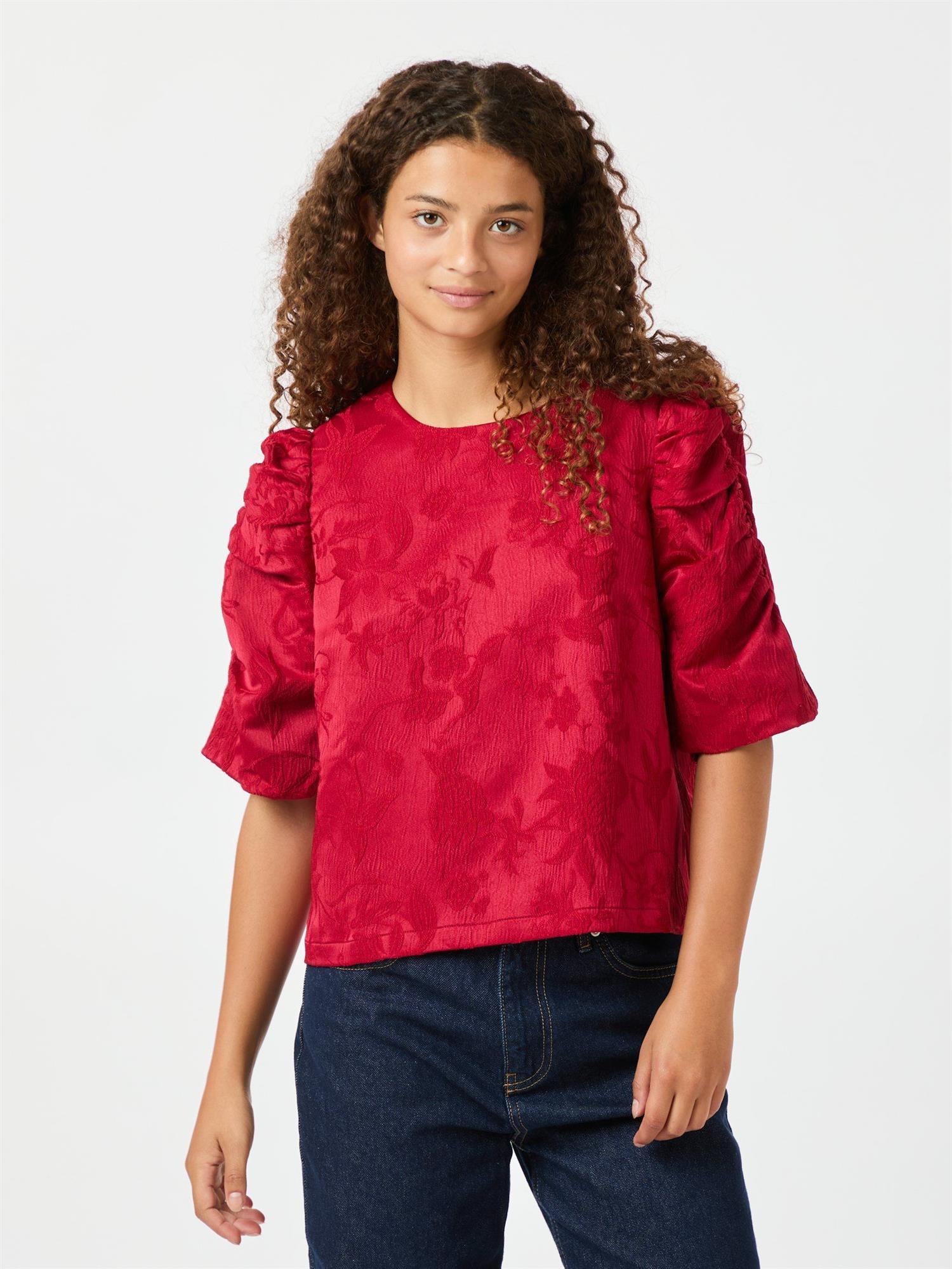 NEO NOIR Joba Jacquard blouse Rød