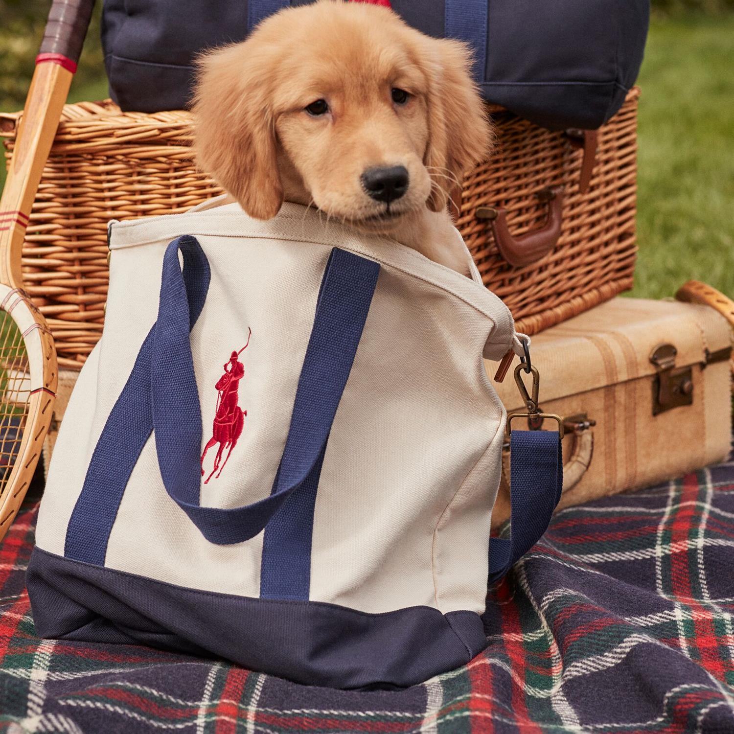 RALPH LAUREN 8-16År Polo Player Tote Mørkeblå/Krem