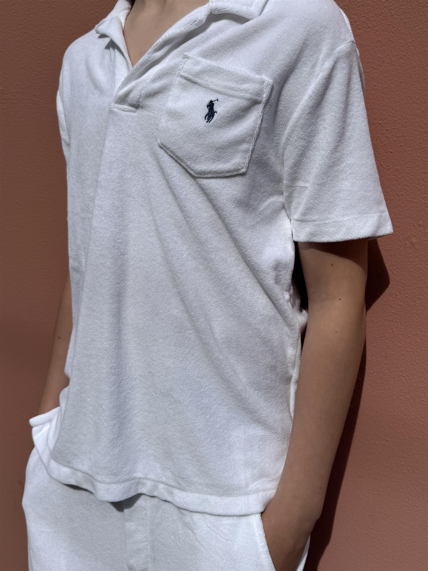 RALPH LAUREN 8-16År Terry Polo T-skjorte Hvit