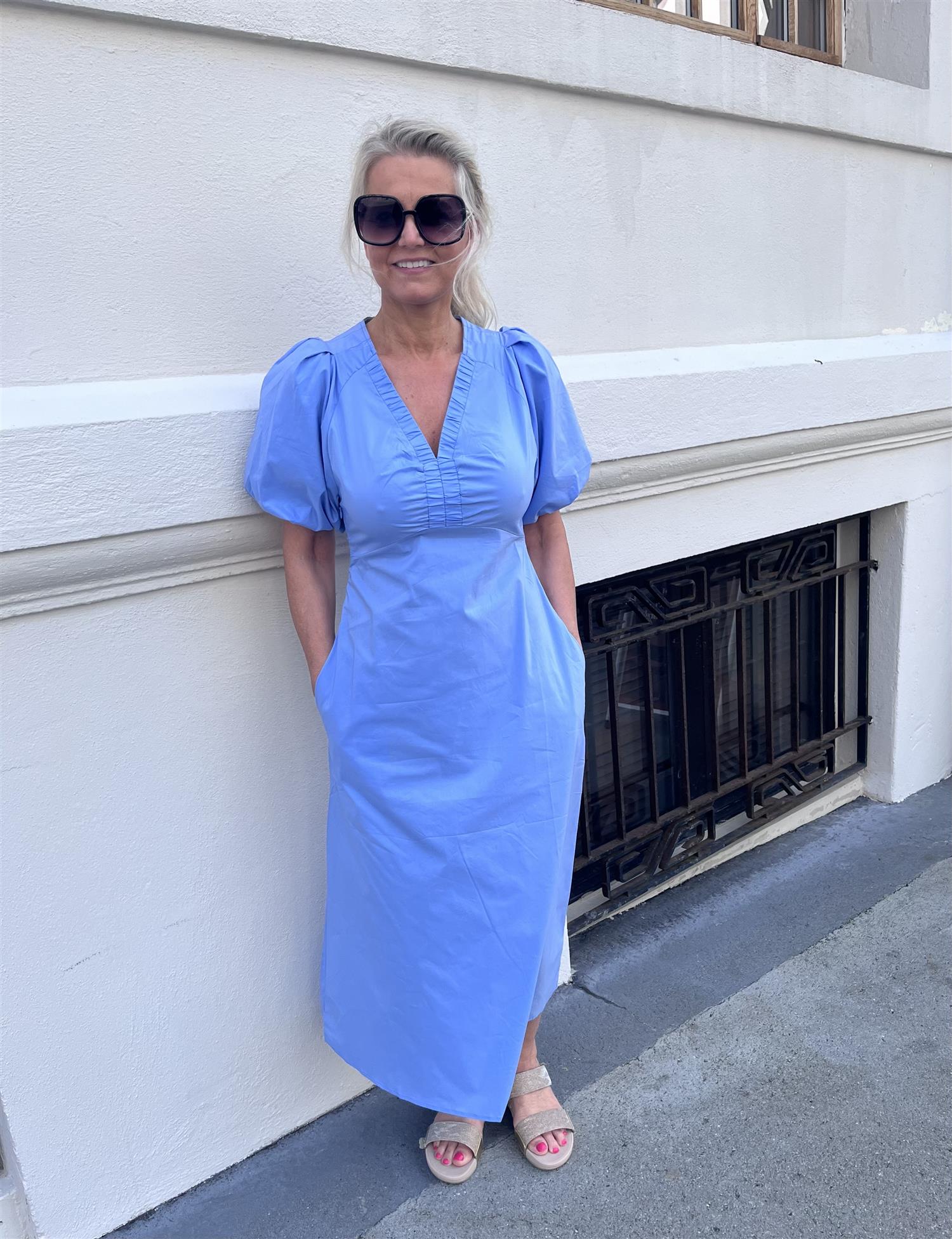 NEO NOIR Illana Poplin dress Sky Blue Blå - Farmor Ingvarda