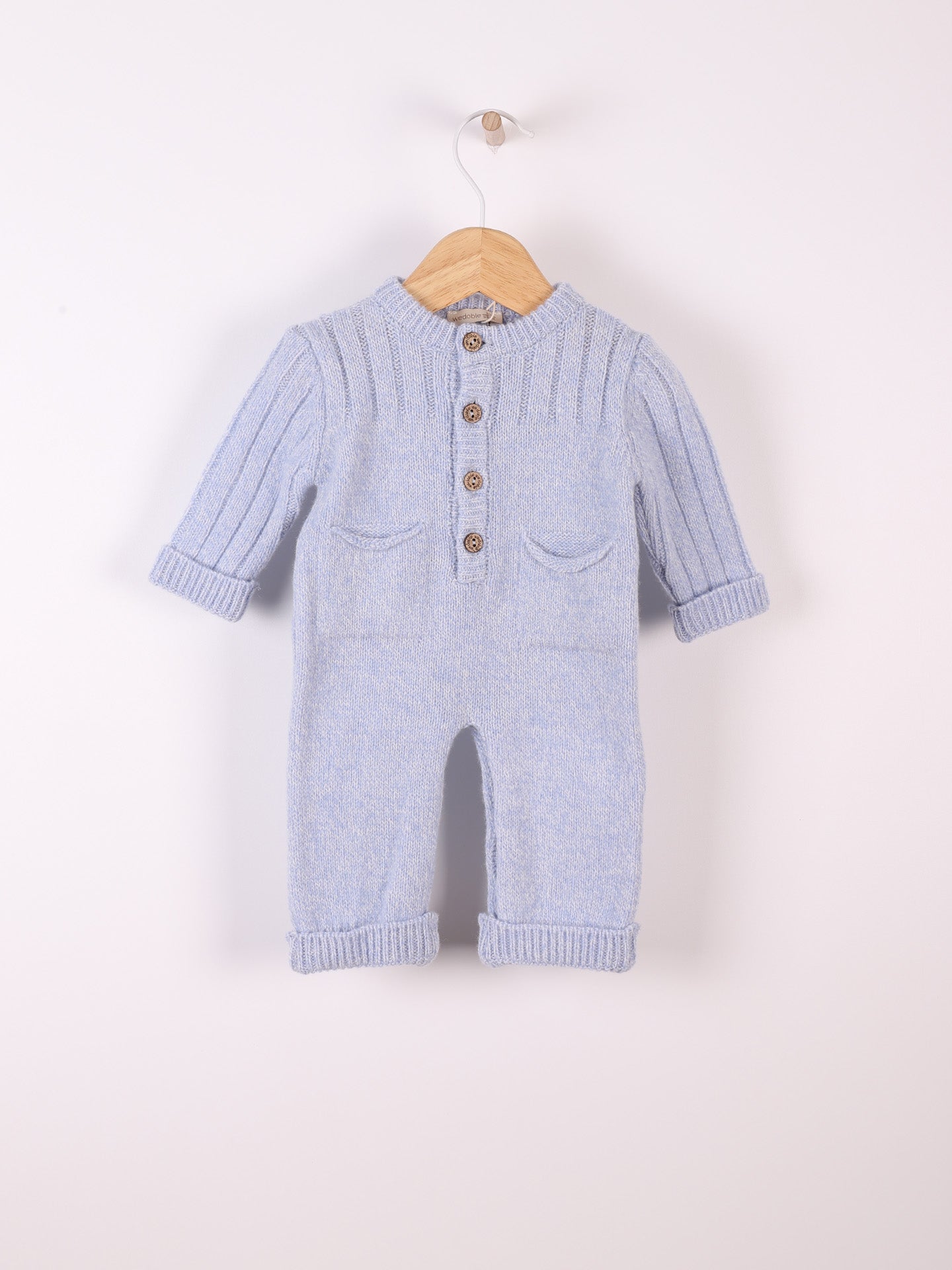 WEDOBLE Strikket Dress Ribb,Ull Lys Blå Melert