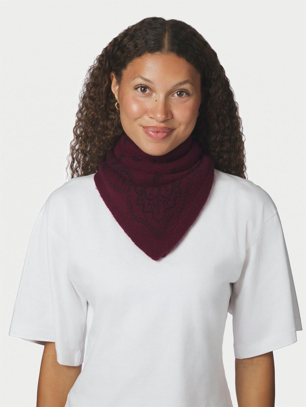 NEO NOIR Adelina Paisley Knit Scarf Wine