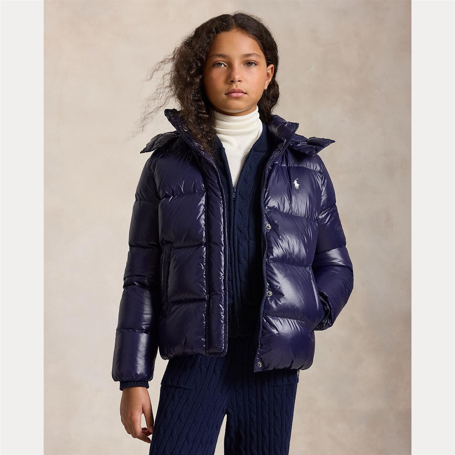 RALPH LAUREN 8-16År Ytterjakke Glossy,Jente Mørkeblå