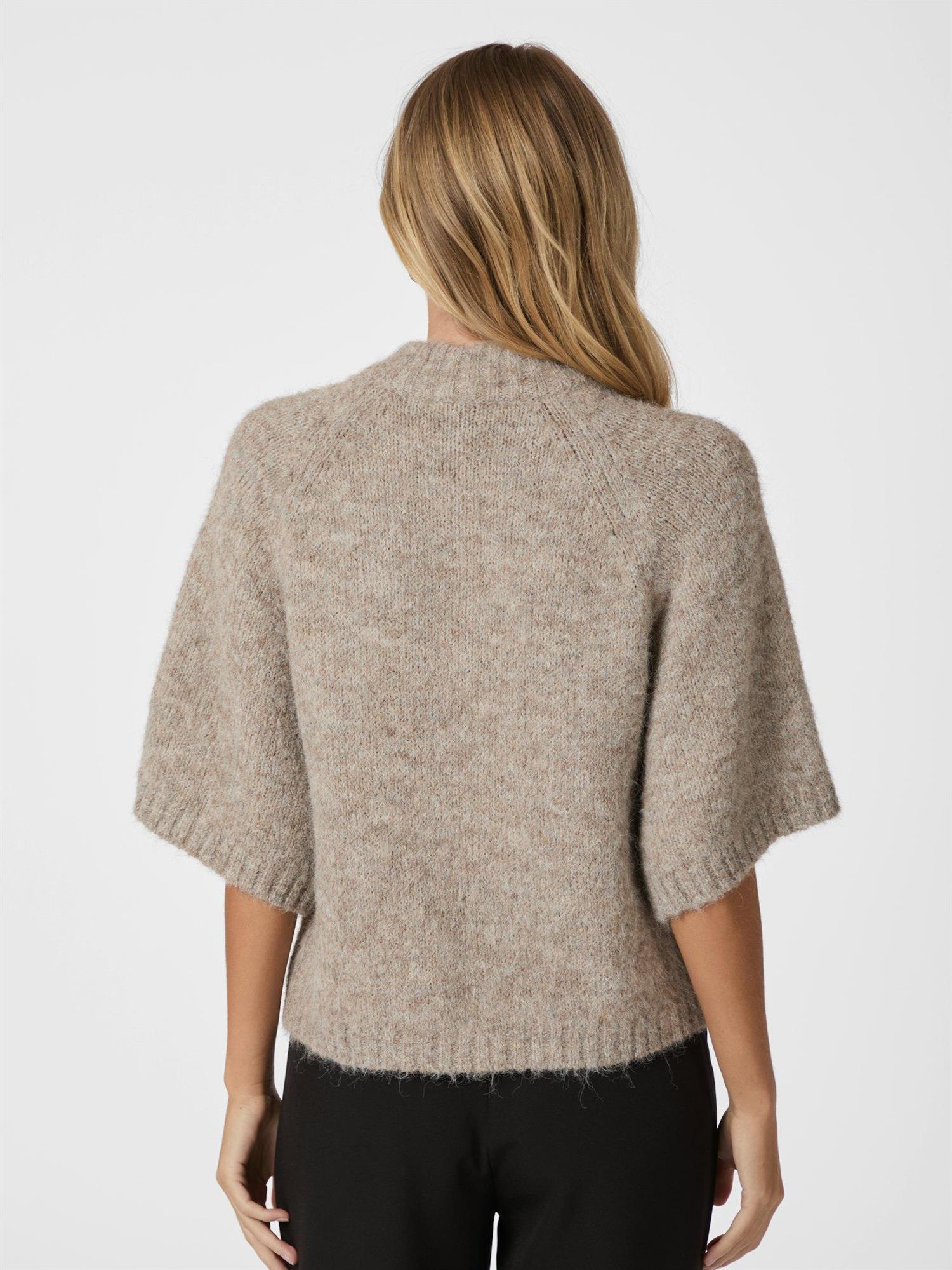 NEO NOIR Benuta Fluffy Knit Cardigan Beige Melert