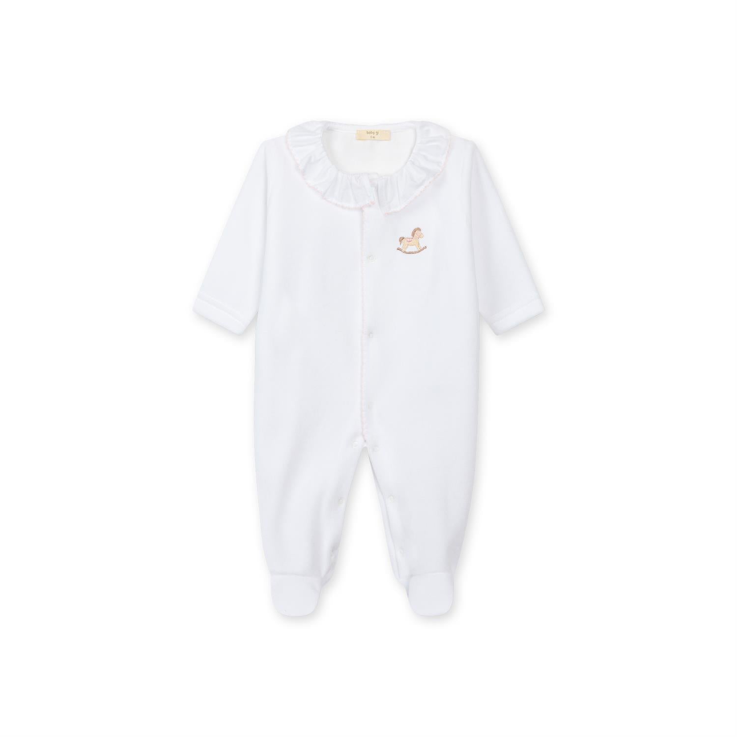 BABY GI Velourdress m/Fot,Rocking Horse Hvit/Rosa