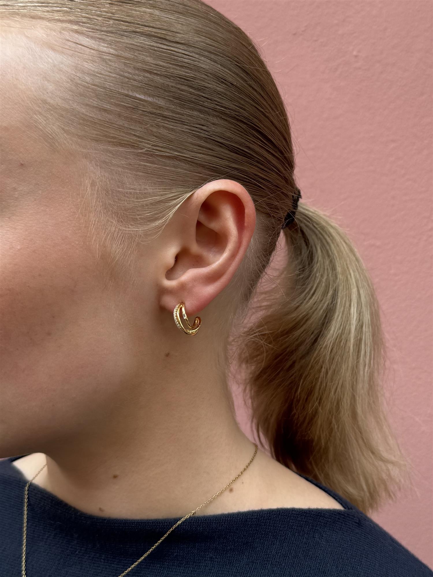 ORELIA Mixed Pave Triple Illusion Hoop
