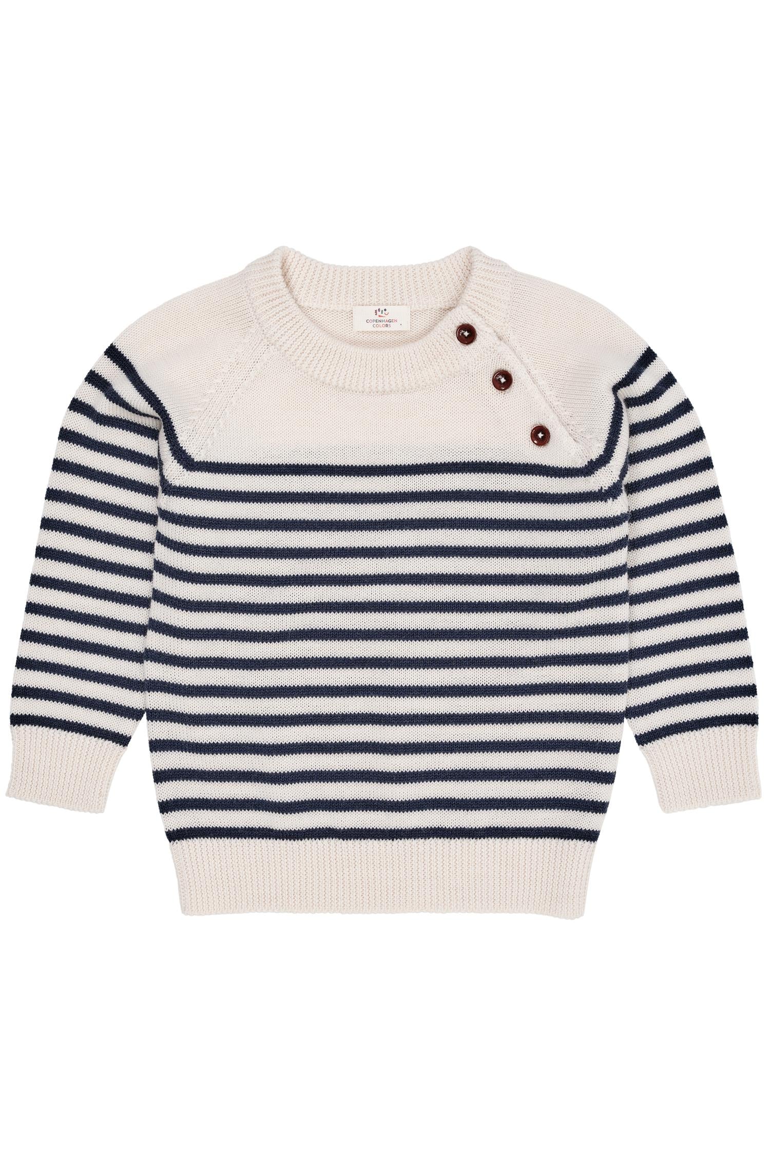 COPENHAGEN COLORS Merino Striped Pullover Krem/Blå