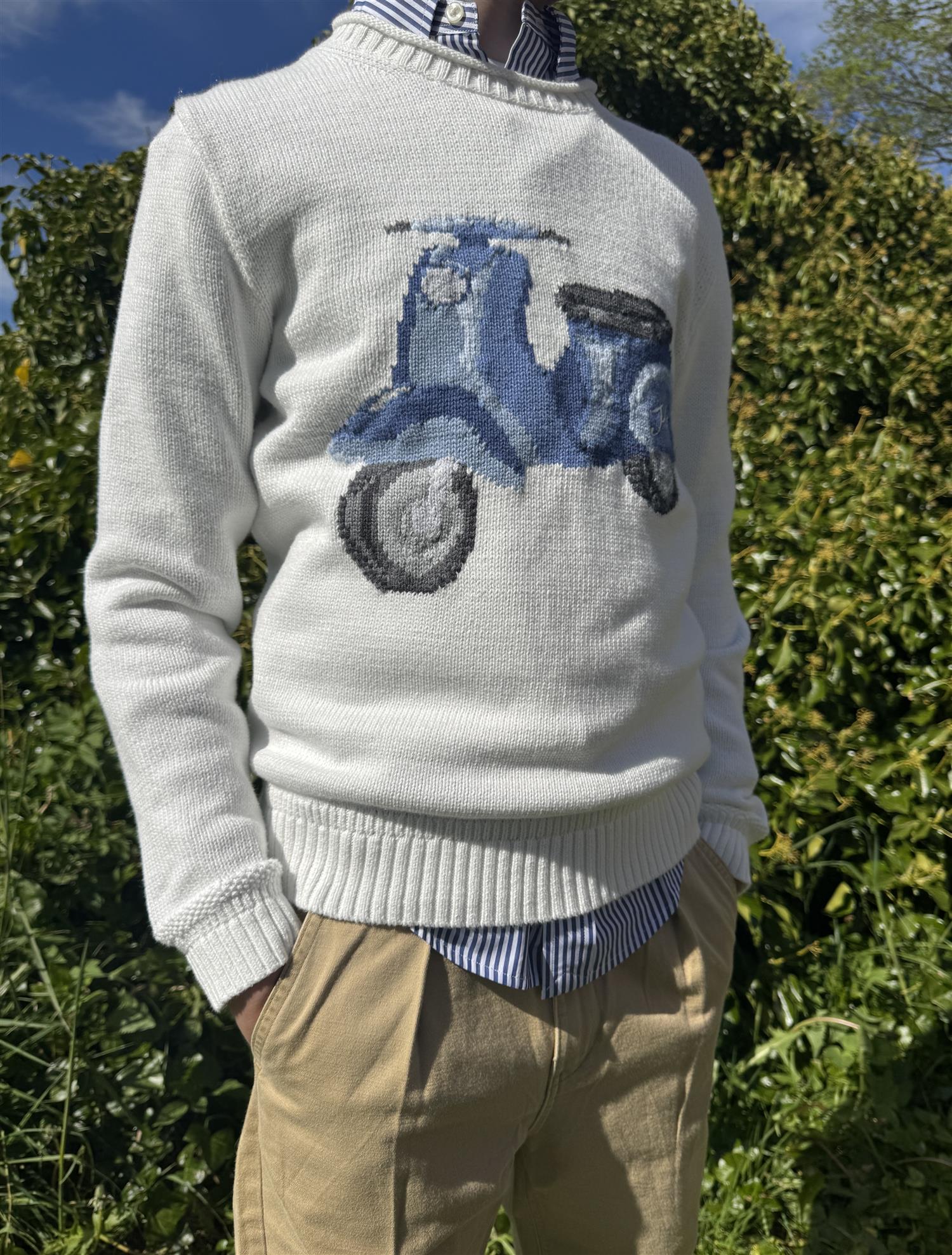 RALPH LAUREN 8-16År Strikket Genser m/Scooter Krem
