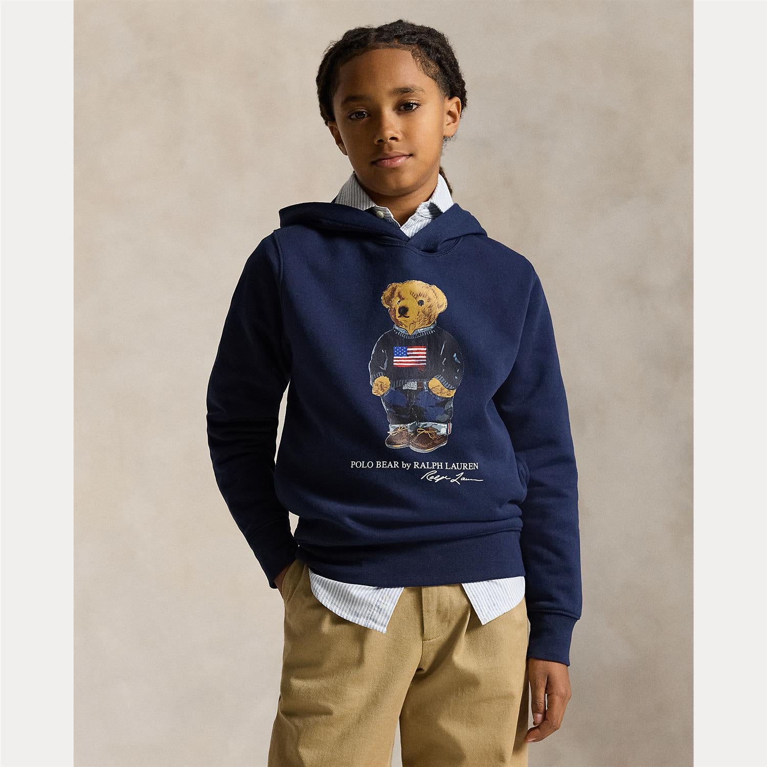 RALPH LAUREN 8-16År Polo Bear Hettegenser Mørkeblå