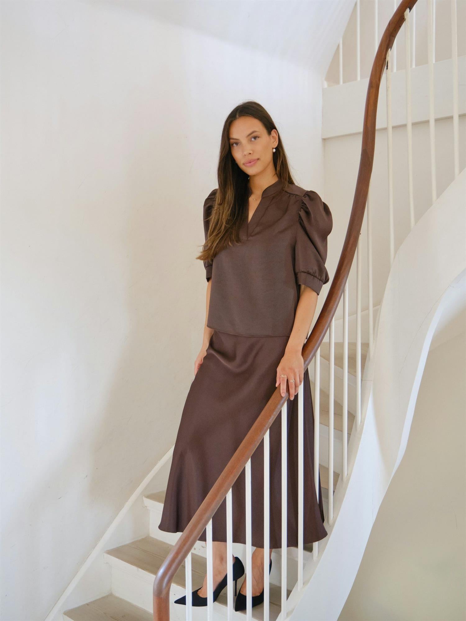 NEO NOIR Bovary Skirt Dark Brown