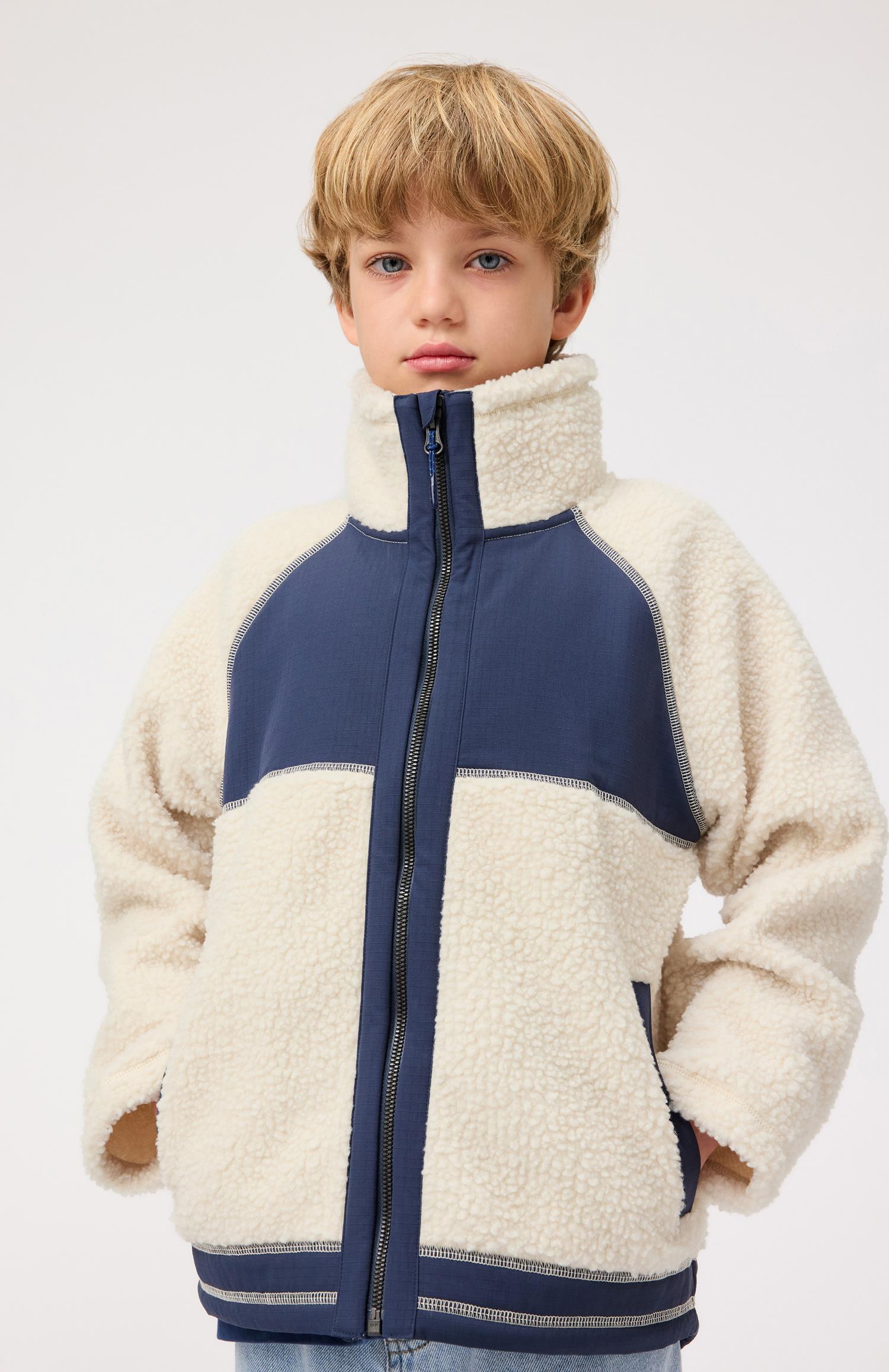 MOLO 4-12ÅR Usher Fleece Jacket Krem/Blå