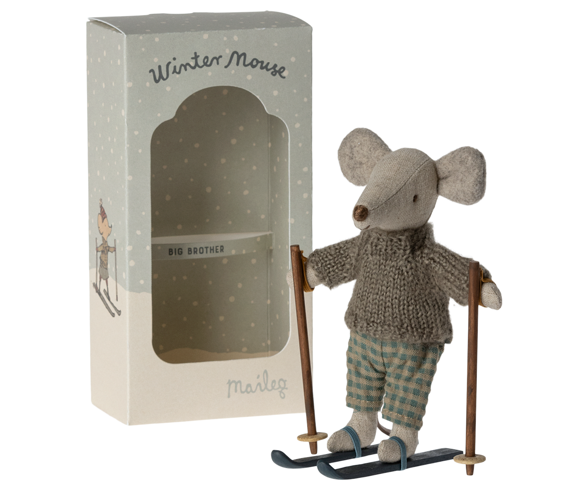 MAILEG Winter mouse w.ski,Big brother