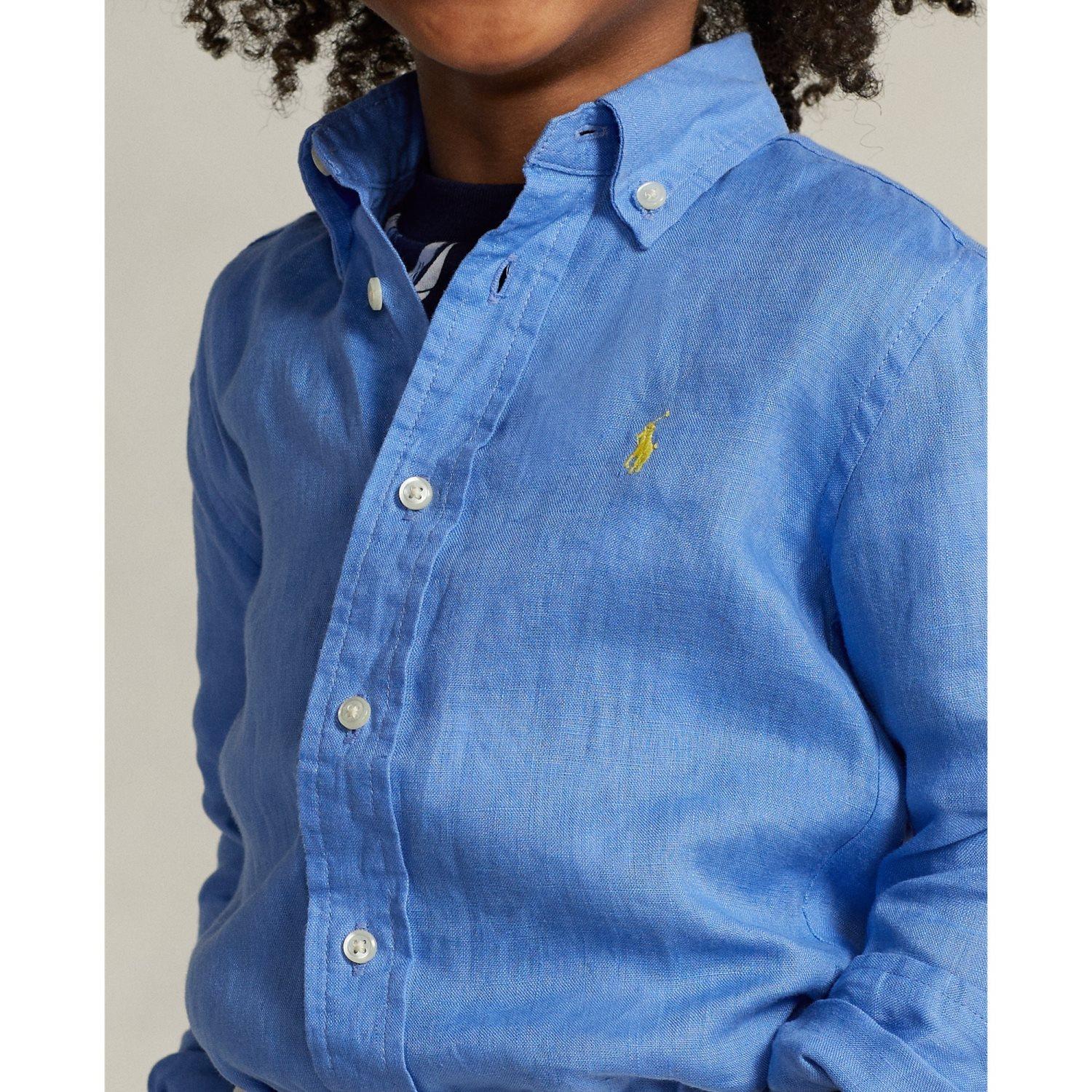 RALPH LAUREN 2-7År Linen Sport Shirt Blå