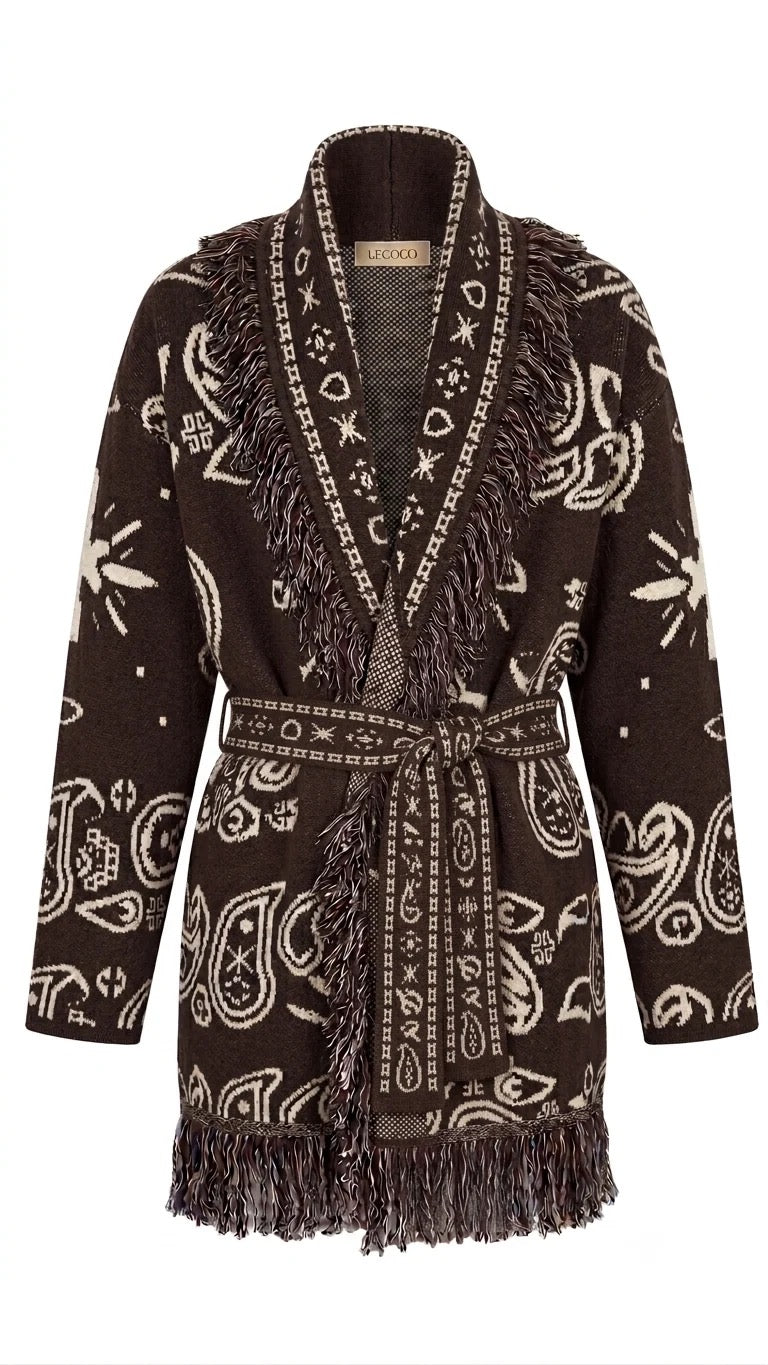 LECOCO Sally Long Cardigan Choco