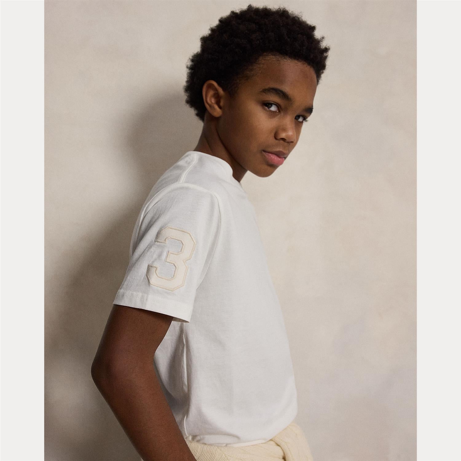 RALPH LAUREN 8-16År T-skjorte Stor Logo Off-White
