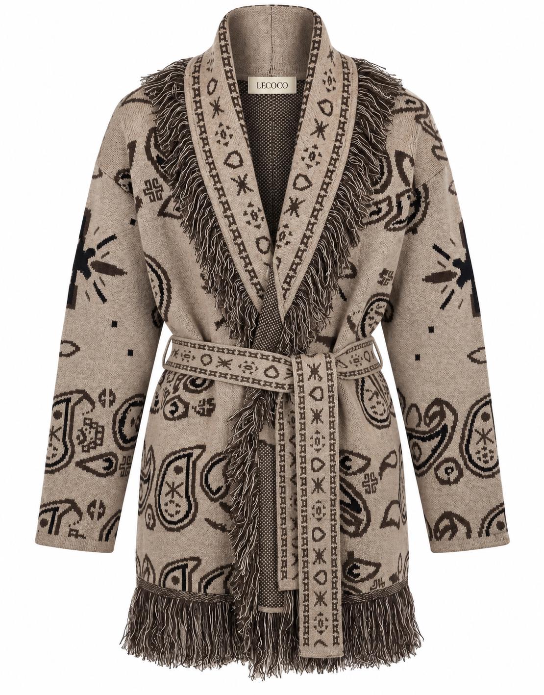 LECOCO Sally Long Cardigan Taupe One Size