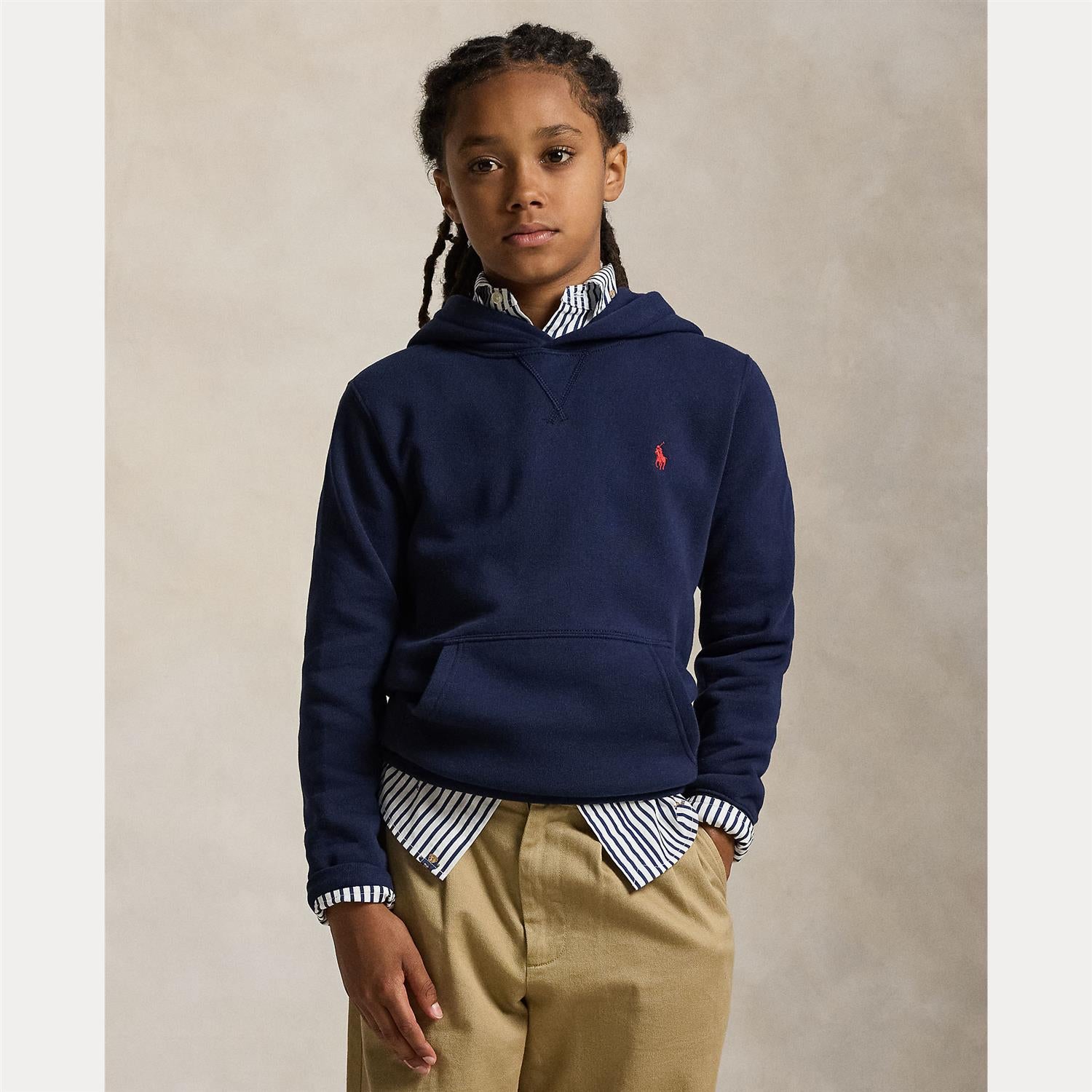 RALPH LAUREN 8-16År Hettegenser m/rød logo Mørkeblå