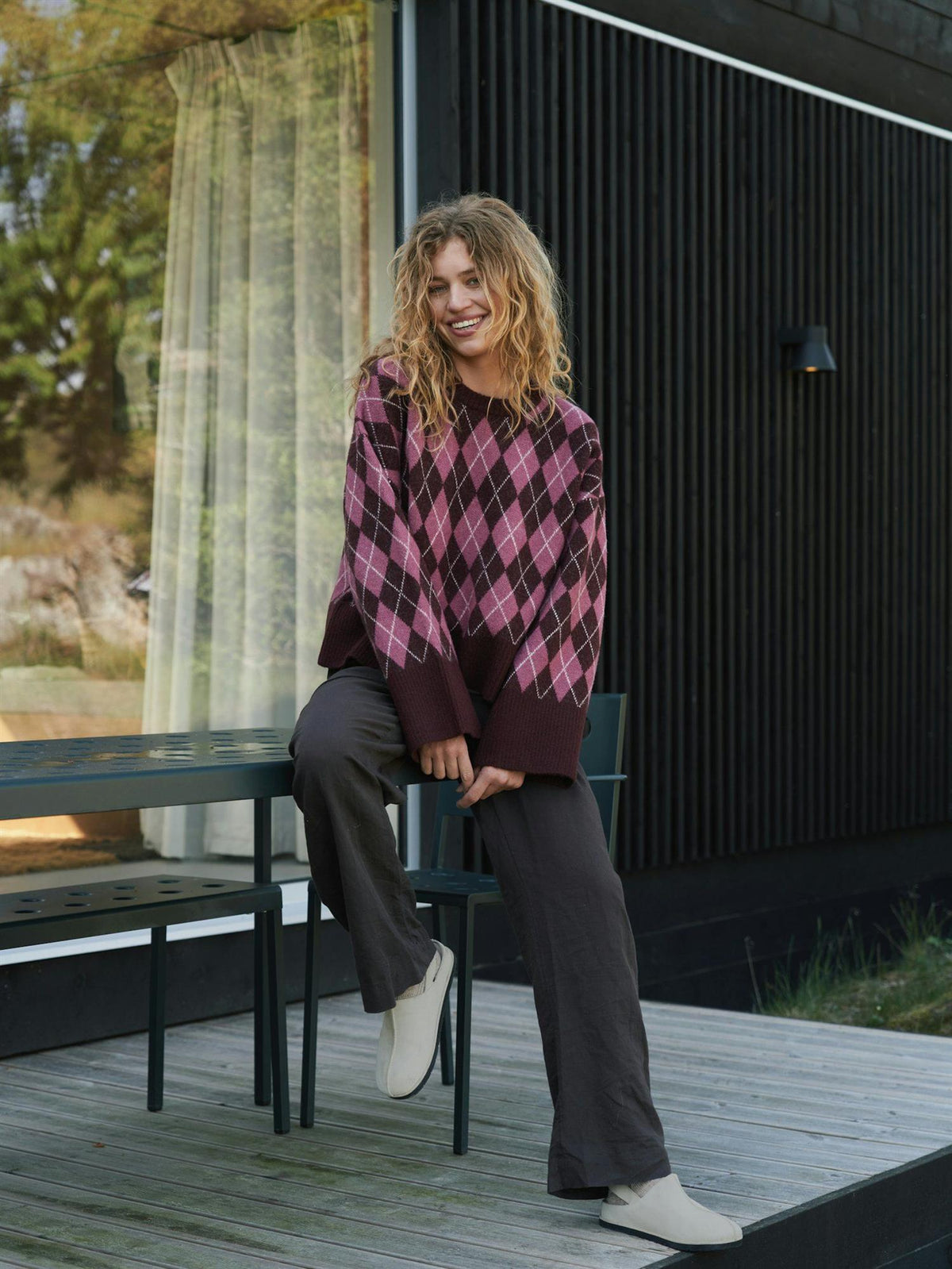 NEO NOIR Kick Check Knit Blouse