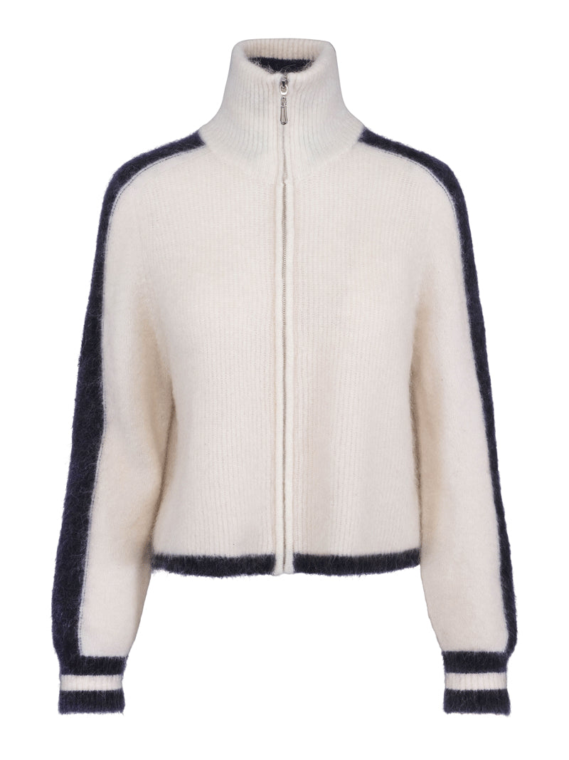 VILJE OG VE Lyra Mohair Jakke Offwhite M/Blå