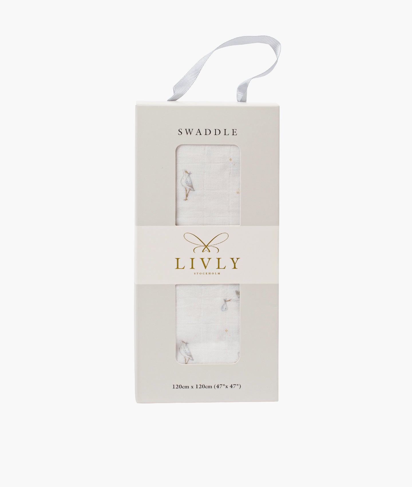 LIVLY Storks Swaddle Blanket Lyseblå