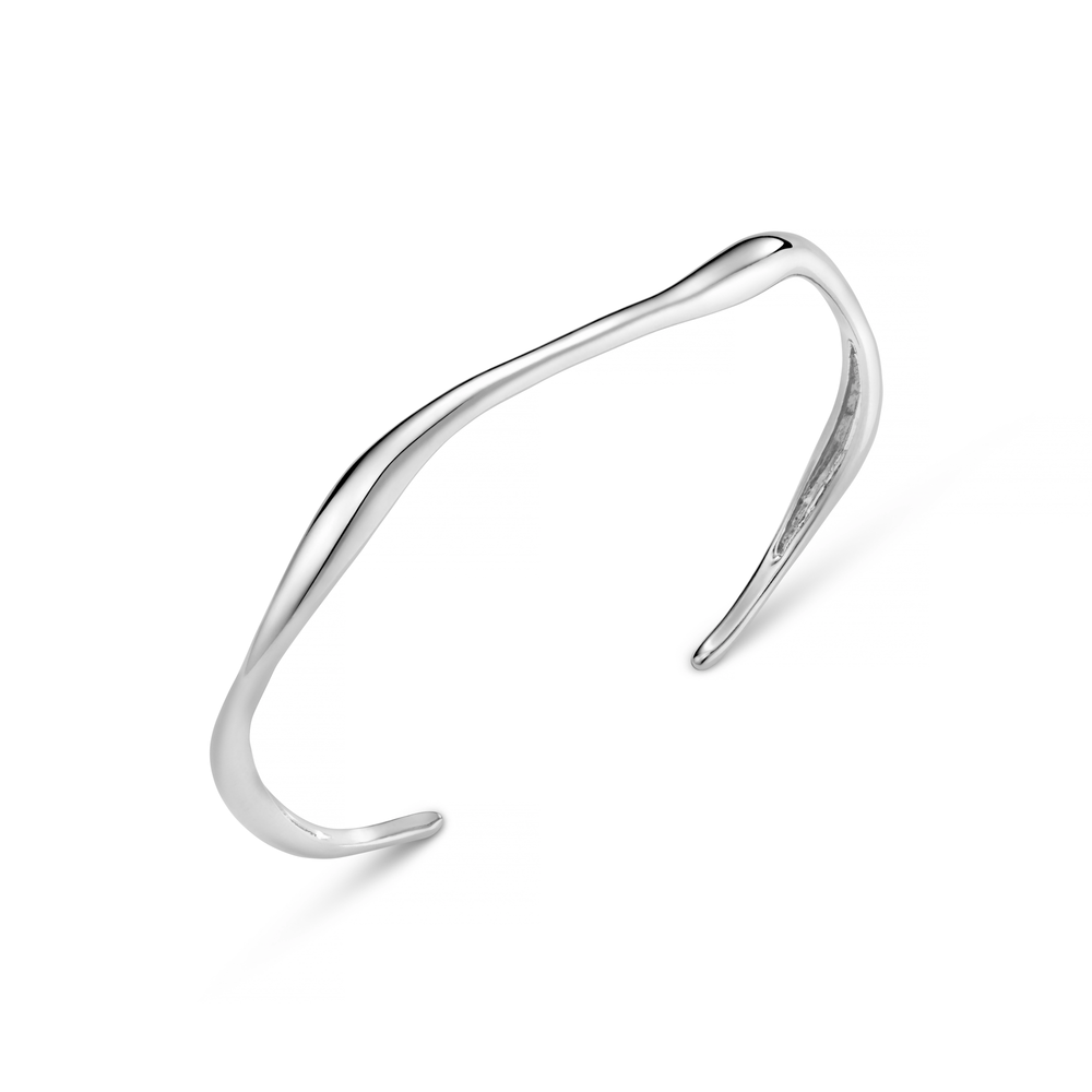 ORELIA Fine Wave Bangle Silver