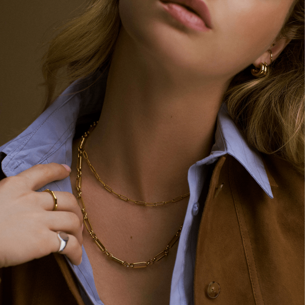 ORELIA Luxe Rectangular Open Link Chain