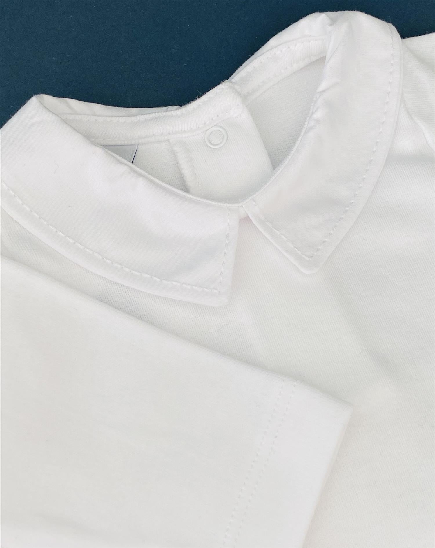 BABIDU 1185 body med polo krage Hvit - Farmor Ingvarda