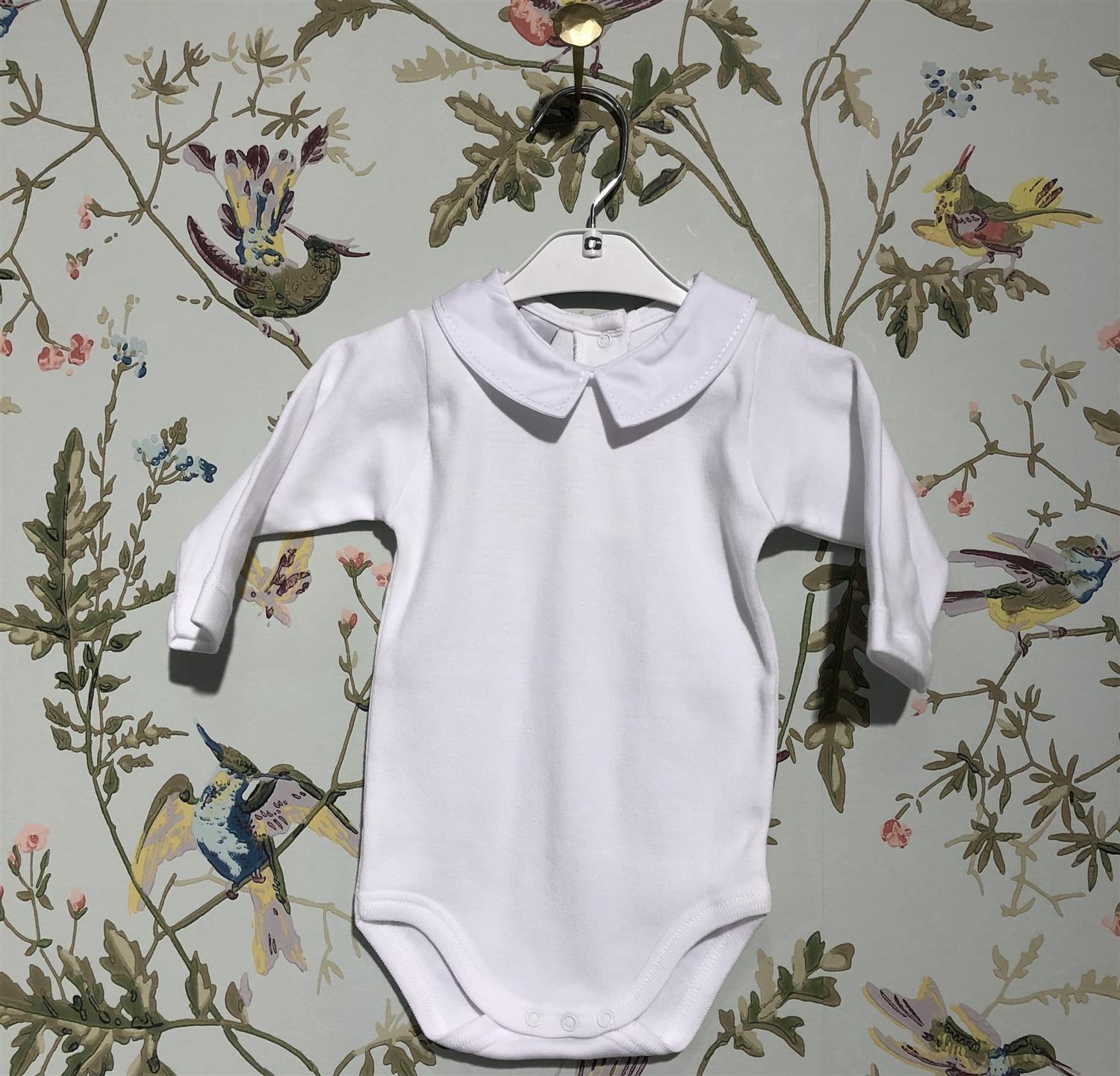 BABIDU 1185 body med polo krage Hvit - Farmor Ingvarda