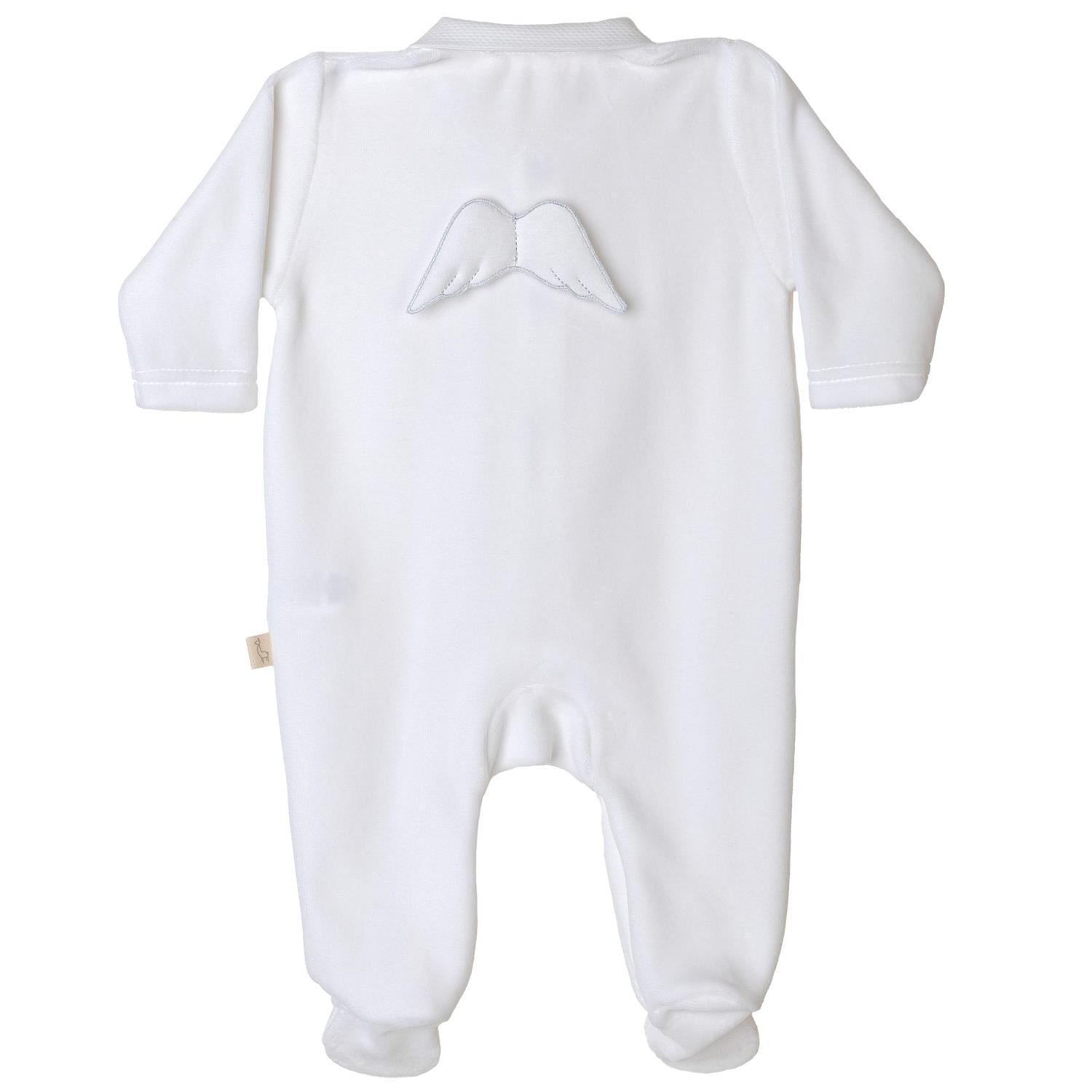 BABY GI Heldress Velour m/fot,Angel Hvit - Farmor Ingvarda