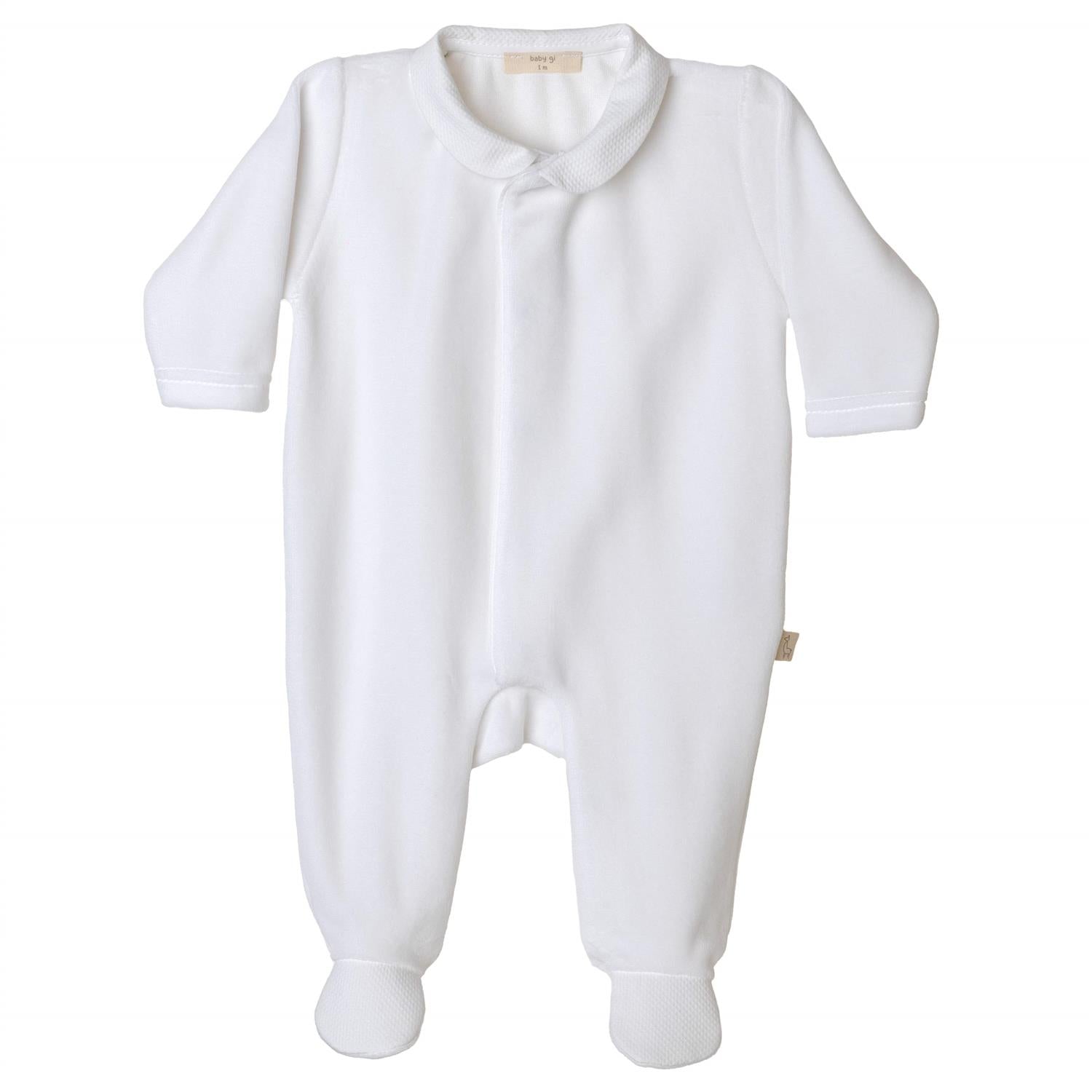 BABY GI Heldress Velour m/fot,Angel Hvit - Farmor Ingvarda