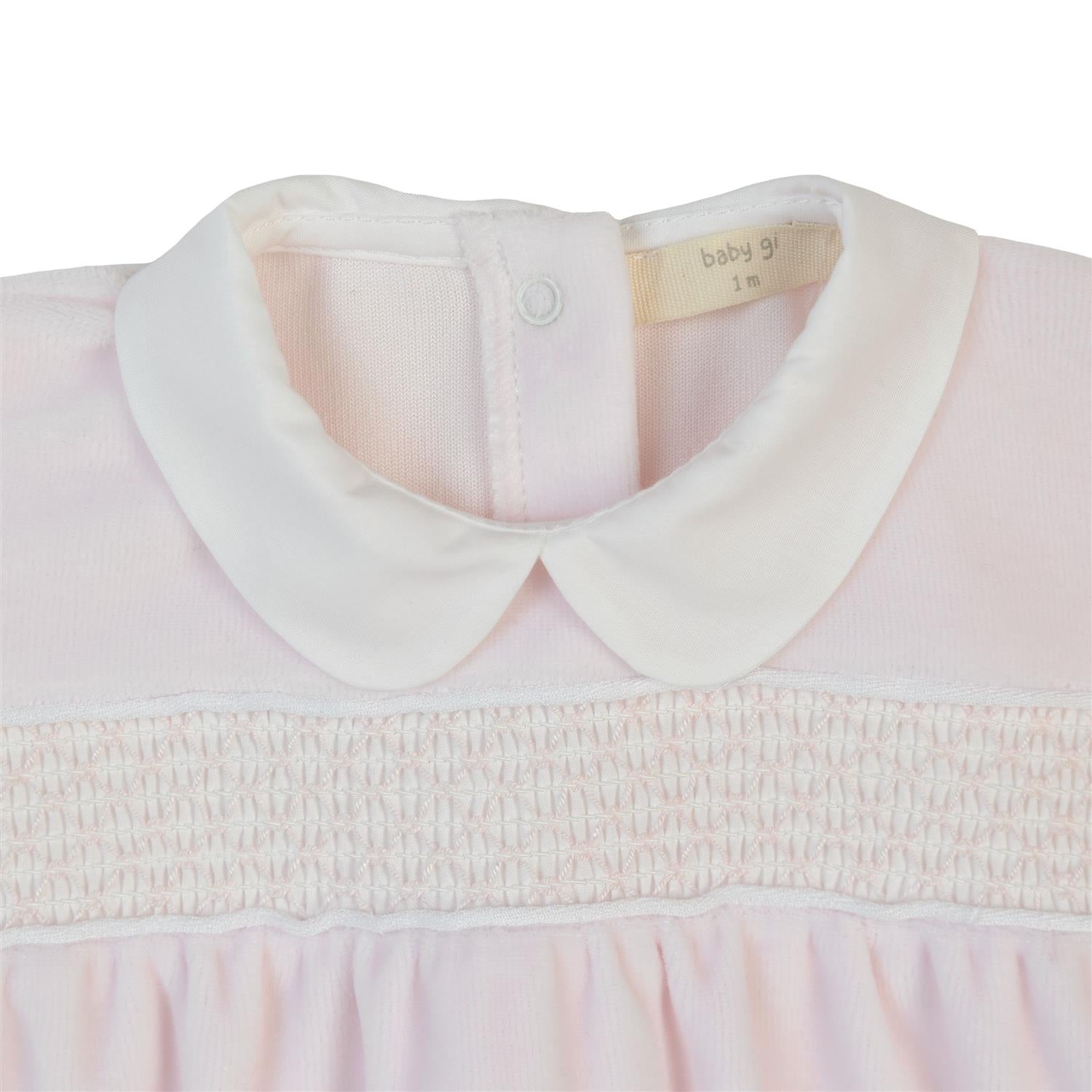 BABY GI Romper i Velour Lys Rosa - Farmor Ingvarda