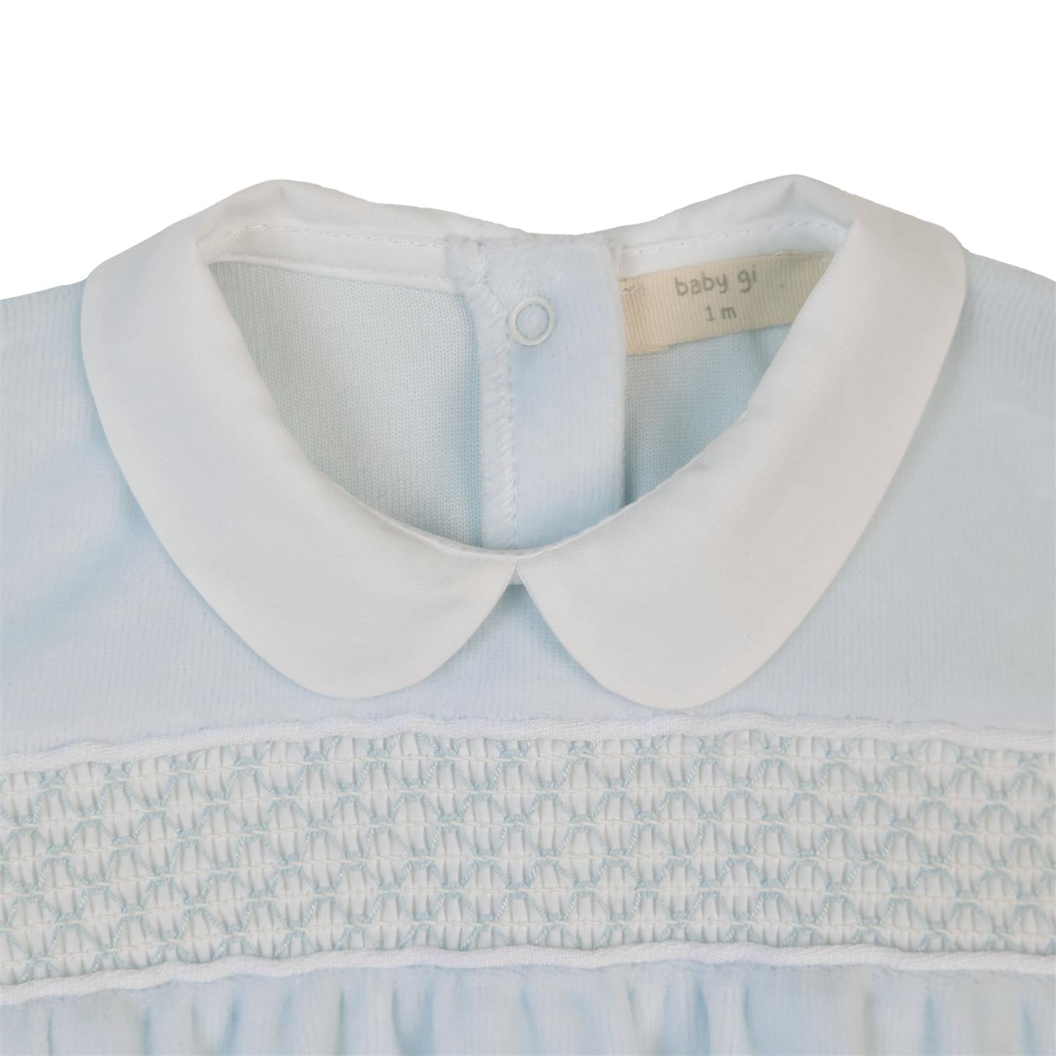 BABY GI Romper i Velour Lyseblå - Farmor Ingvarda