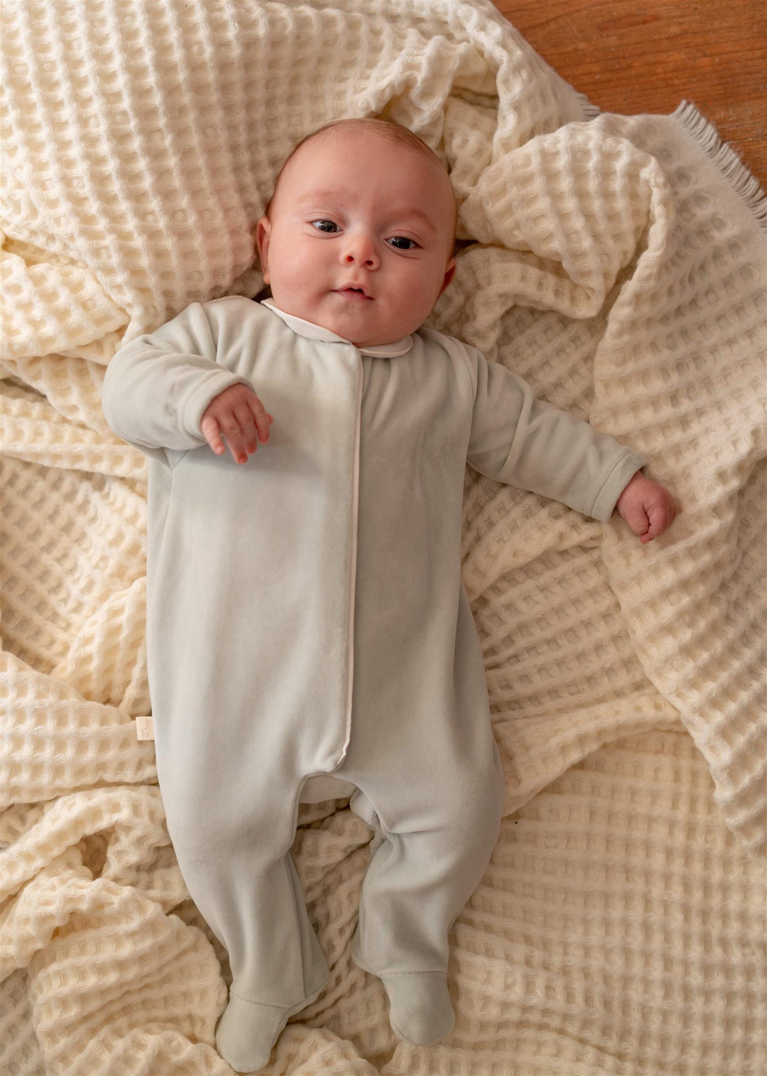 BABY GI Velourdress m/fot,Angel Mint - Farmor Ingvarda