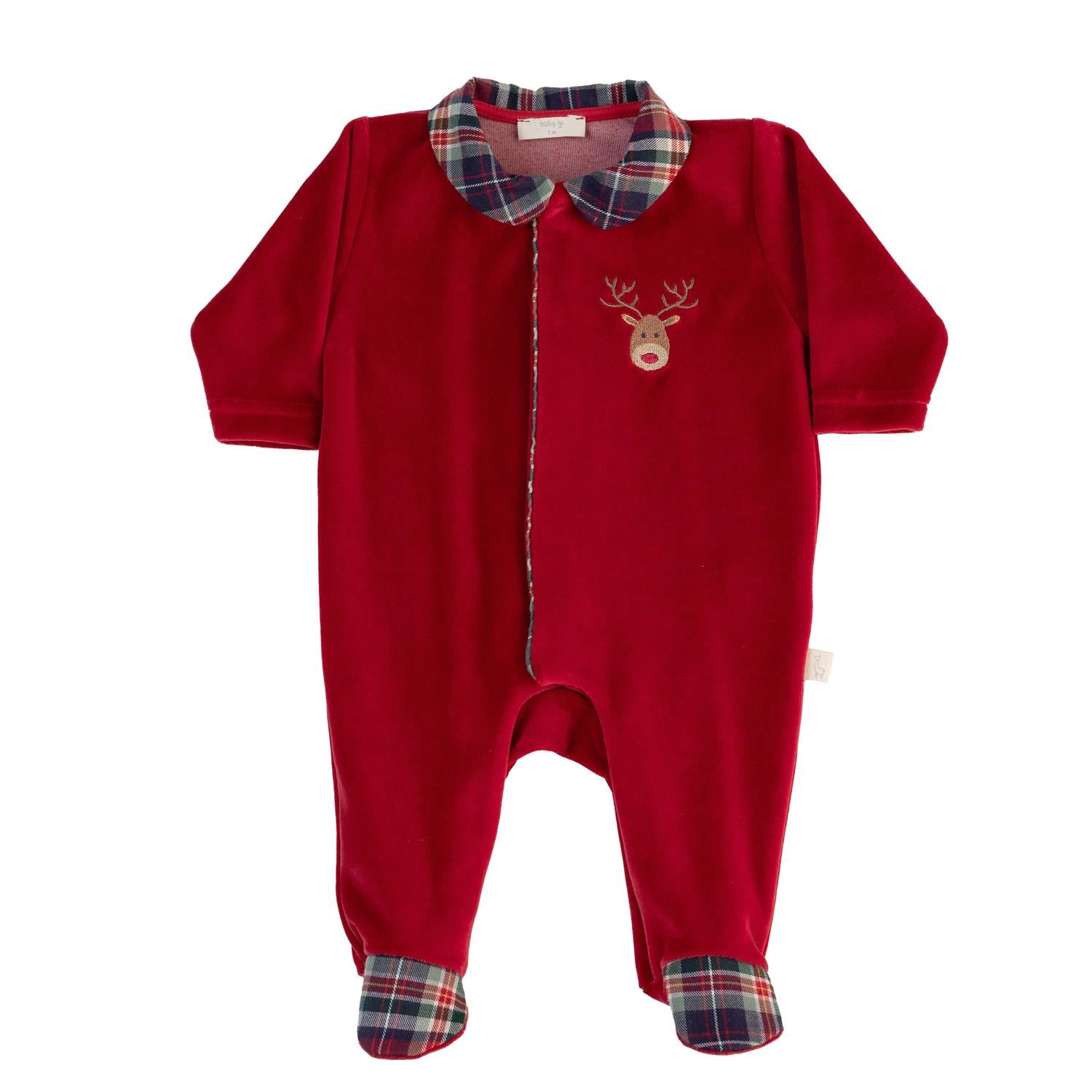 BABY GI Velourdress m/fot,Prancer Rød - Farmor Ingvarda