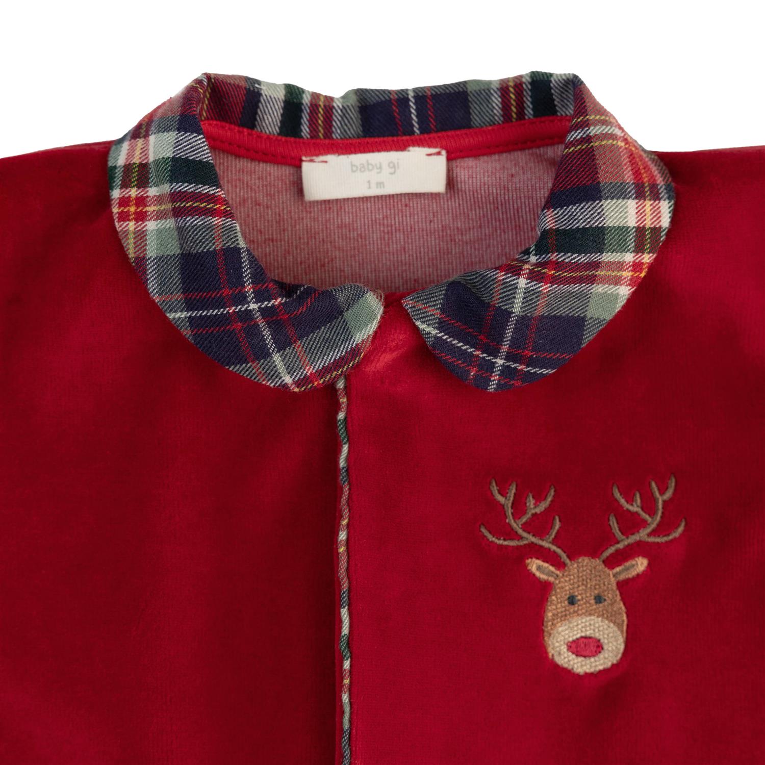 BABY GI Velourdress m/fot,Prancer Rød - Farmor Ingvarda