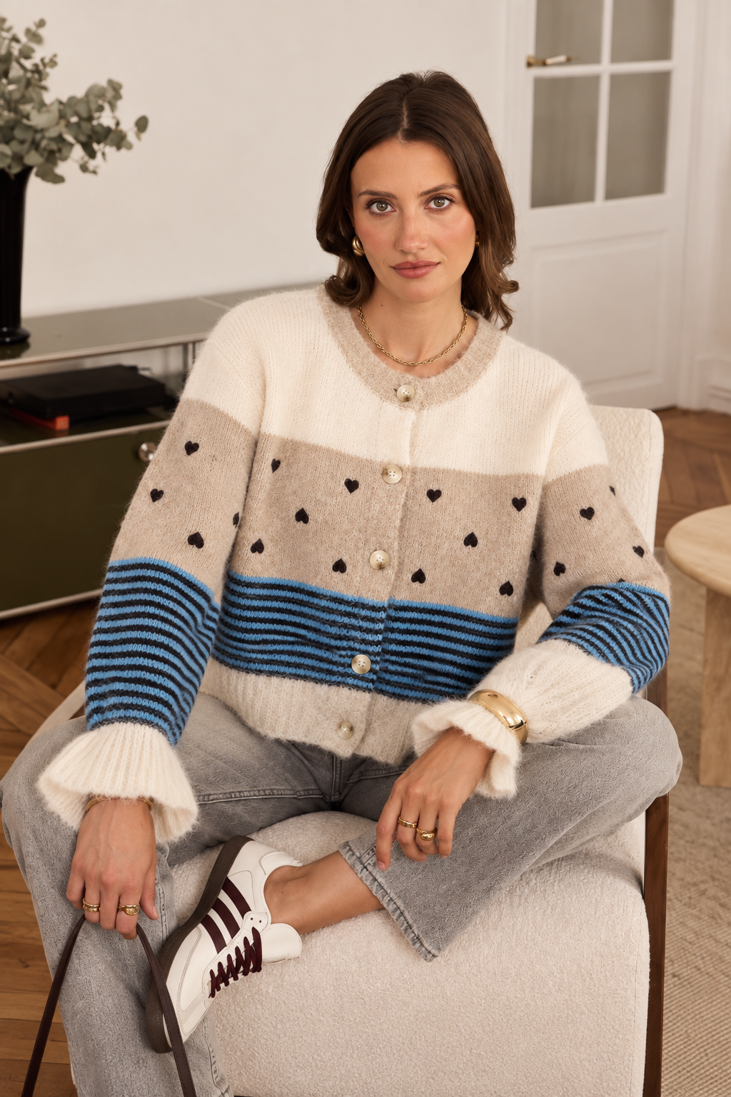 LECOCO Safira Cardigan Beige
