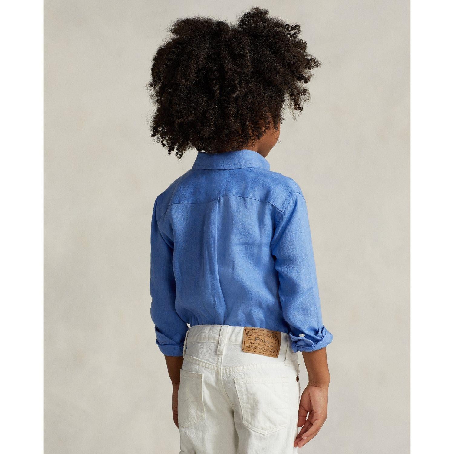 RALPH LAUREN 2-7År Linen Sport Shirt Blå