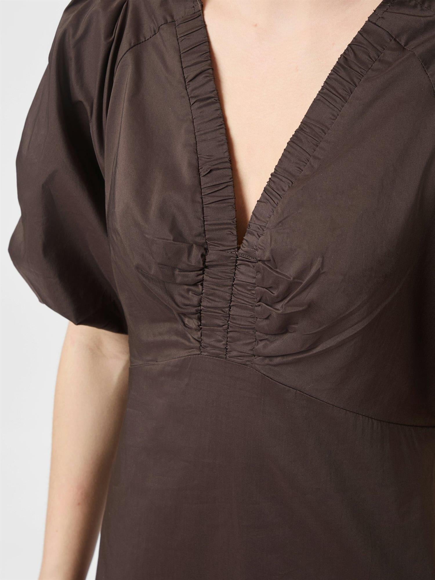 NEO NOIR Illana Poplin dress, Chocolate Brown