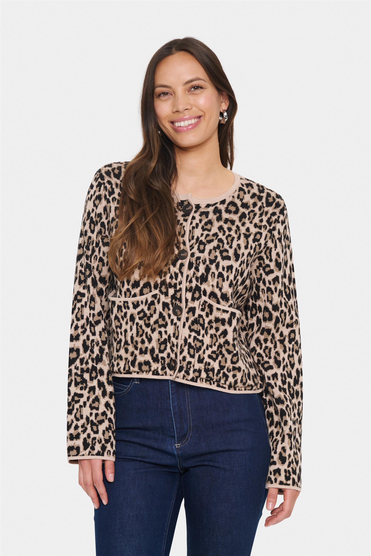 SAINT TROPEZ Lydia Cardigan Leopard