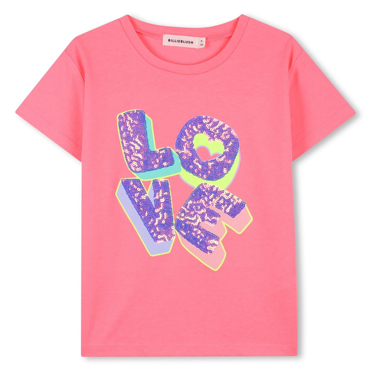 BILLIEBLUSH T-skjorte m/paljetter,Love Korallrosa - Farmor Ingvarda