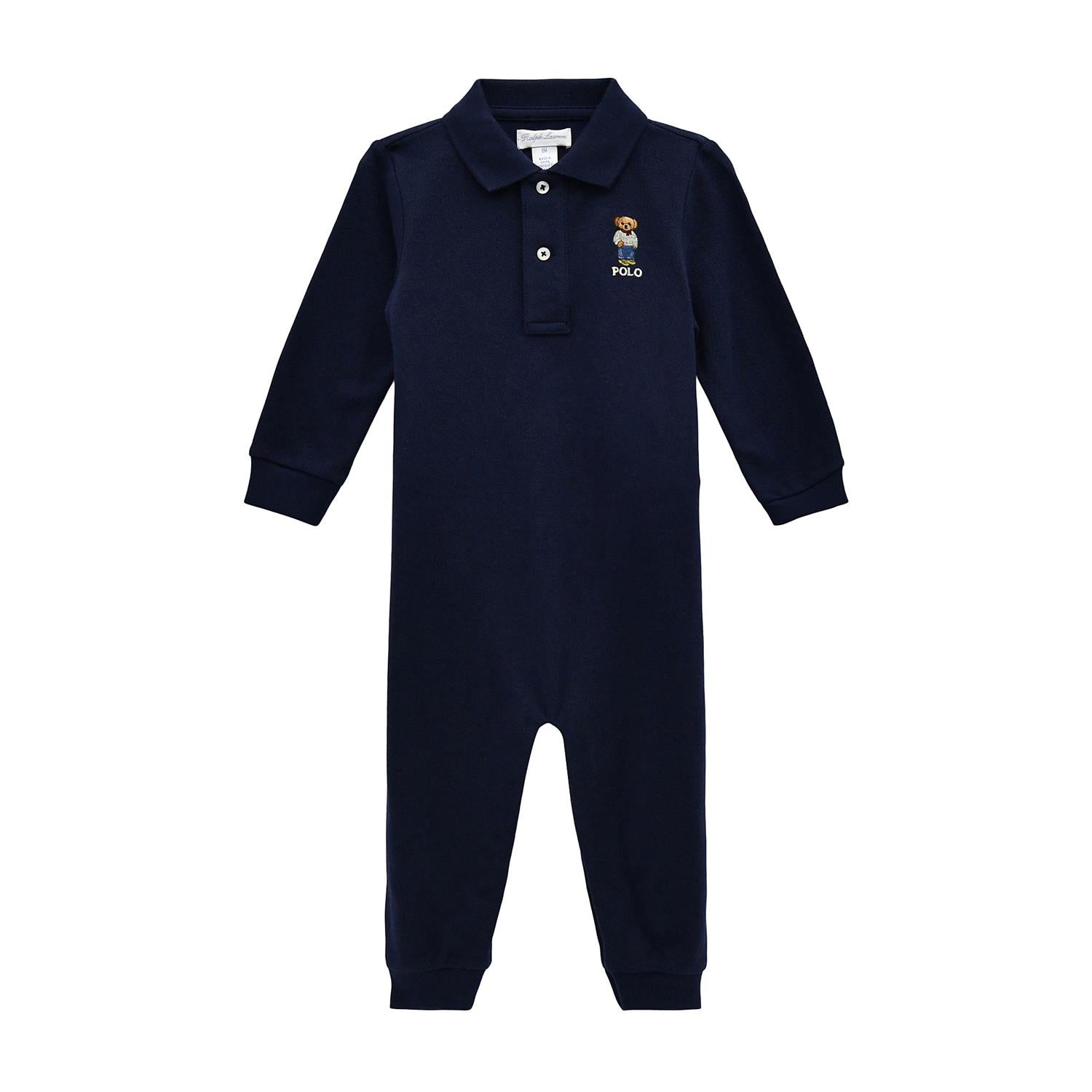 RALPH LAUREN Baby 0-24mnd. Bear  one piece Coverall Mørkeblå