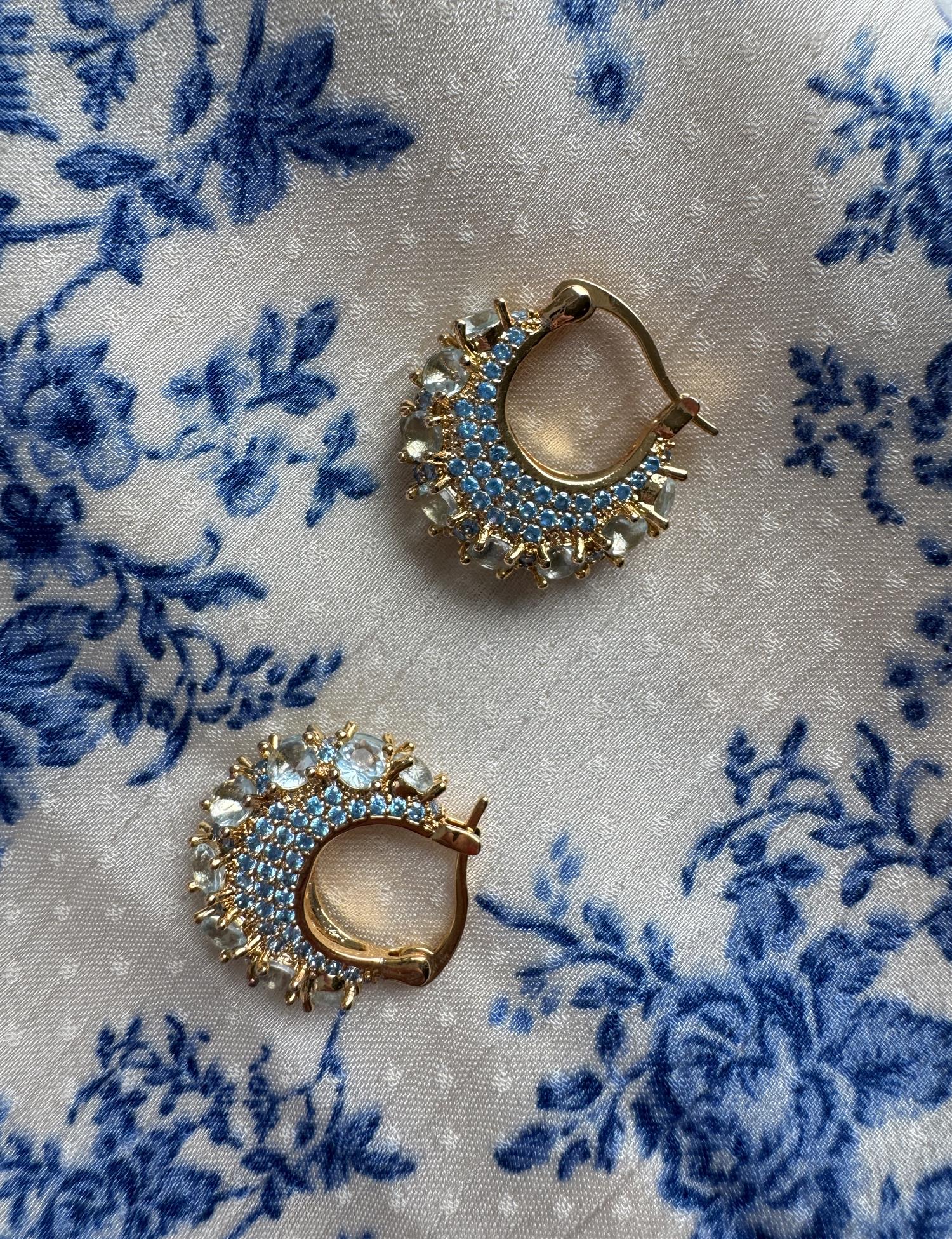 PICO Zahara Crystal Hoops Light Blue