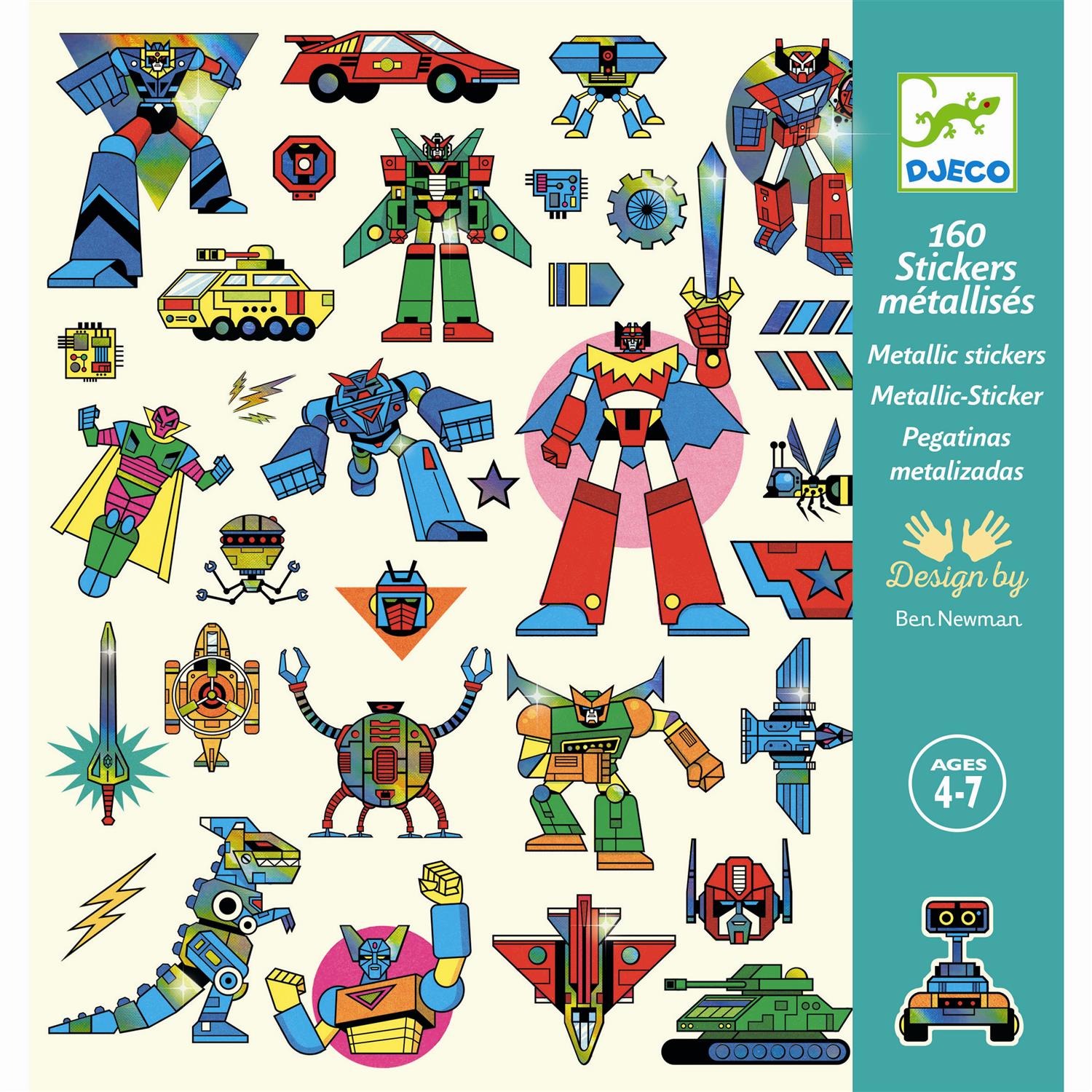 DJECO Stickers Robots Metallic