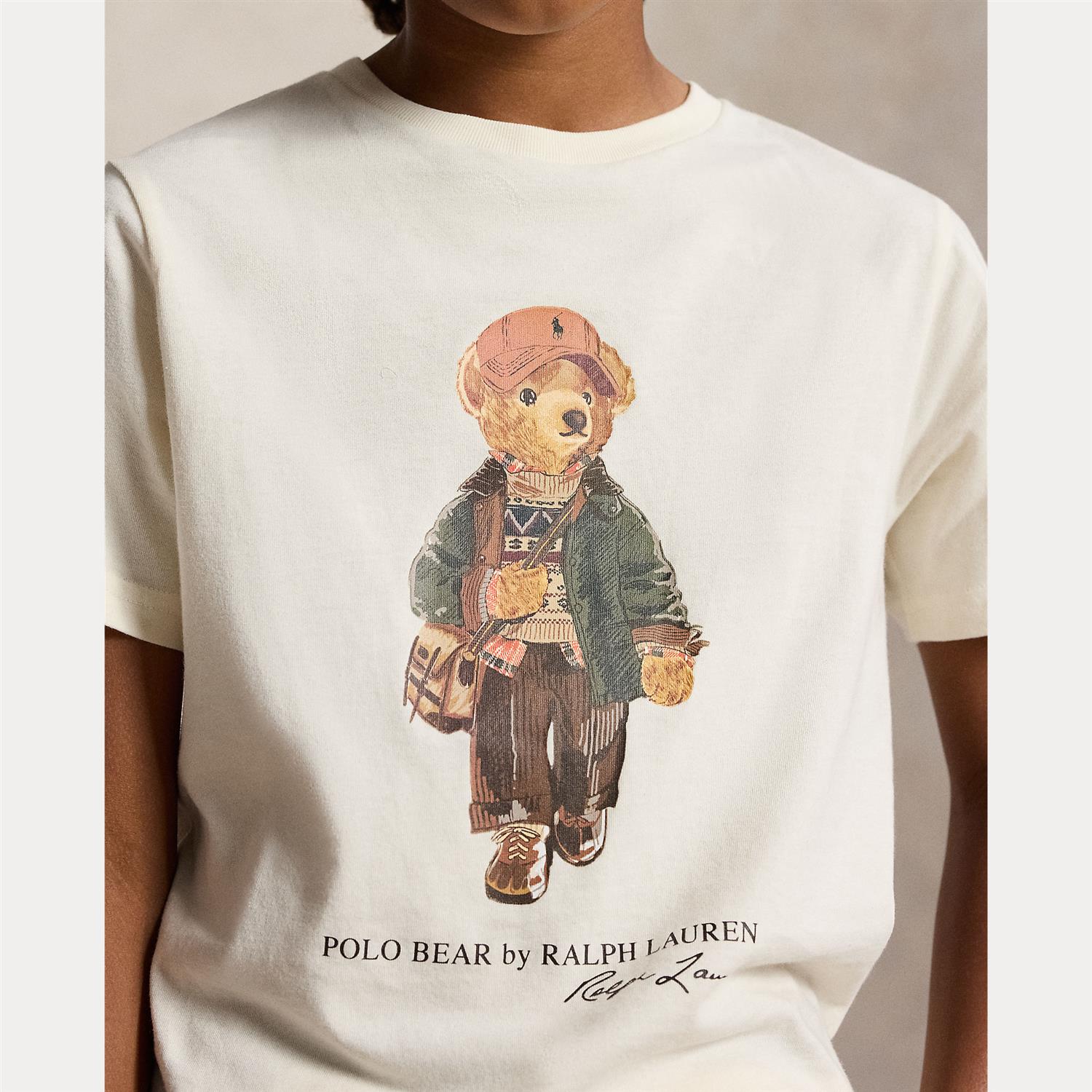 RALPH LAUREN 8-16År Polo Bear T-skjorte Krem