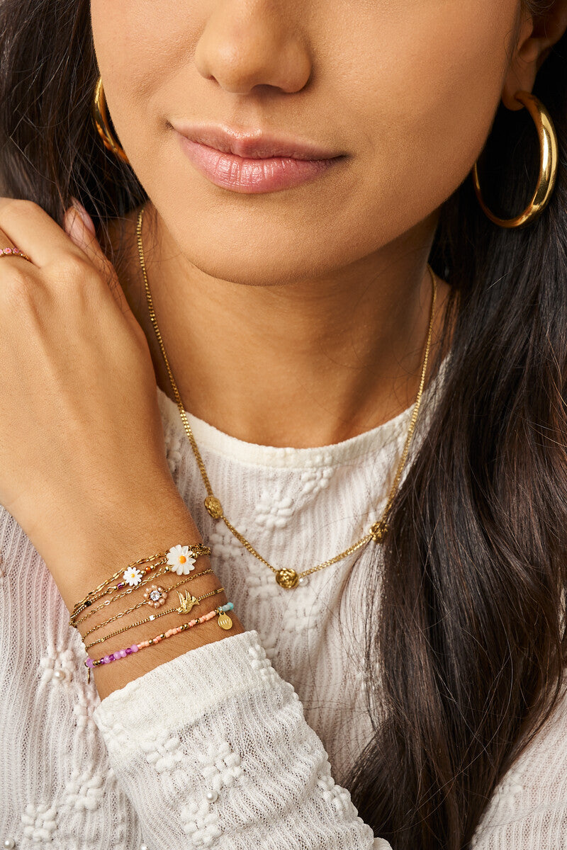 MY JEWELLERY Botanical elastic bracelet with multicoloured beads - Farmor Ingvarda