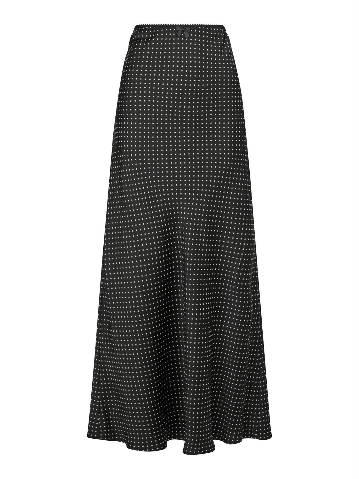 NEO NOIR Lola Dot Long Skirt Sort