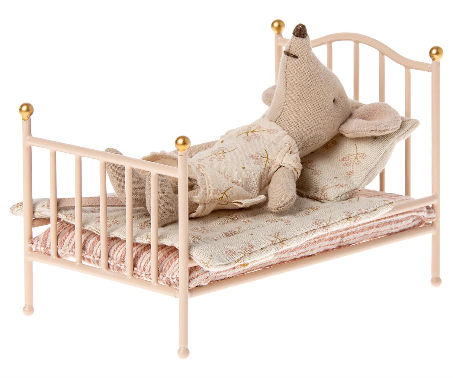 MAILEG Vintage bed,Mouse Gammelrosa