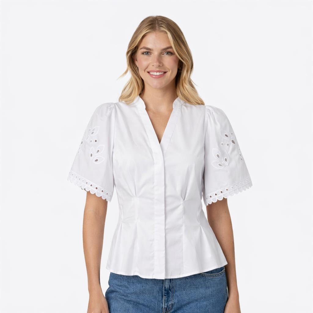 CO´ COUTURE Poppy Emb V-Shirt - Farmor Ingvarda