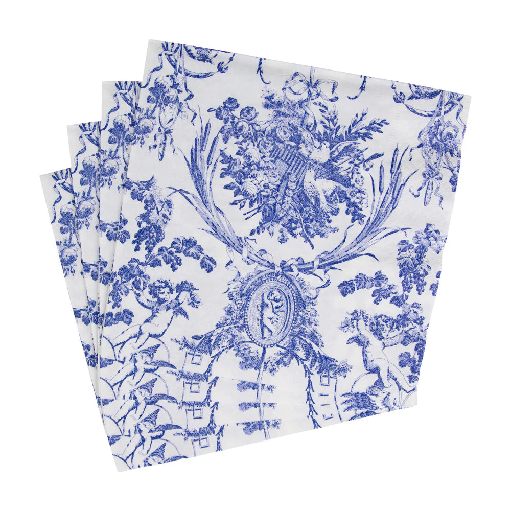 CASPARI Servietter,Romantic Toile Blå/Hvit - Farmor Ingvarda