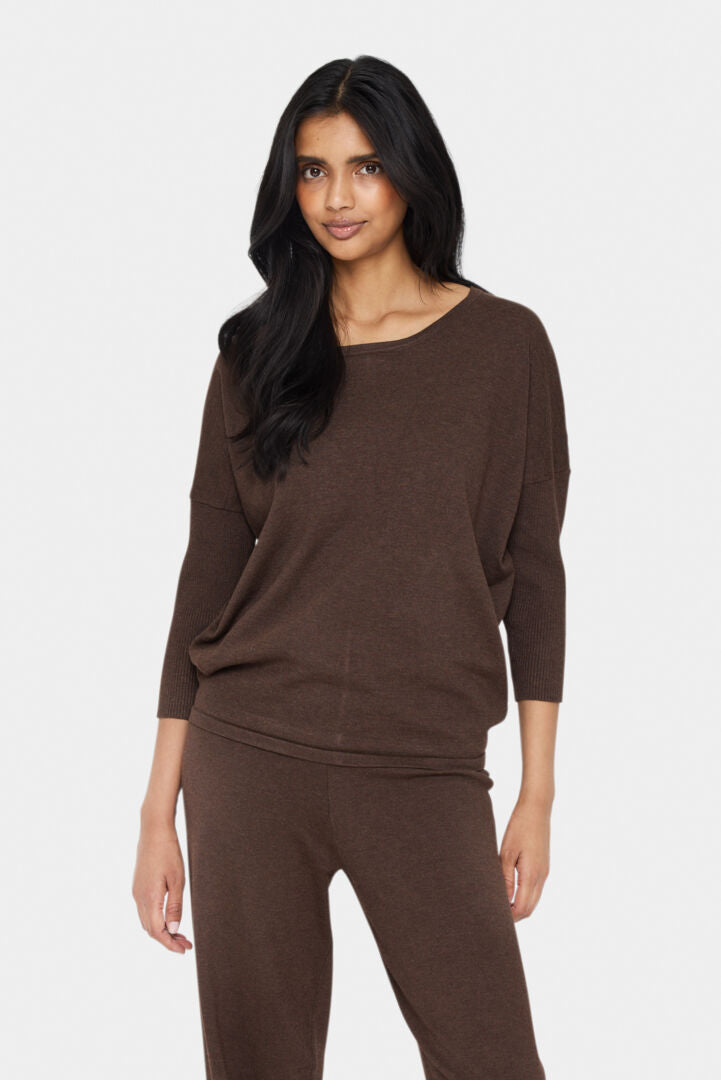 SAINT TROPEZ Mila roundneck pullover Brun